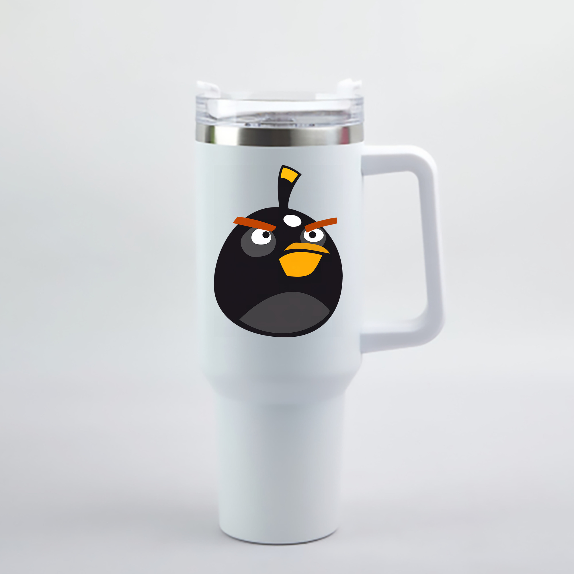 （画像用） Angry Birds アングリーバード 1200mL車用タンブラー - クリスタルステッカー（プラスチックストロー付き）