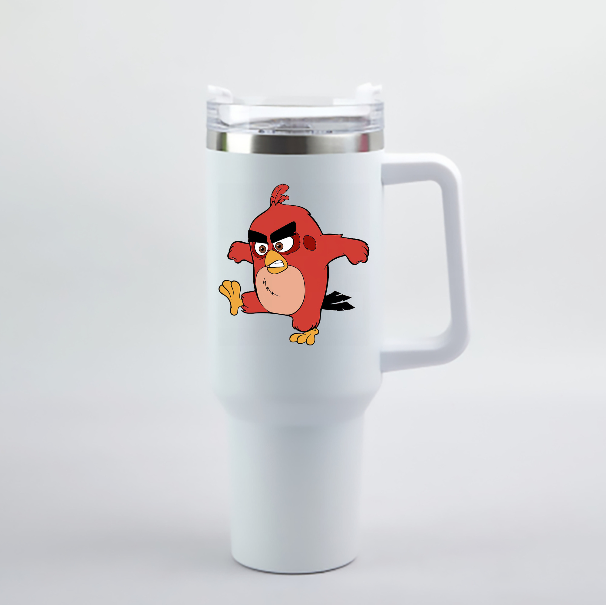 （画像用） Angry Birds アングリーバード 1200mL車用タンブラー - クリスタルステッカー（プラスチックストロー付き）