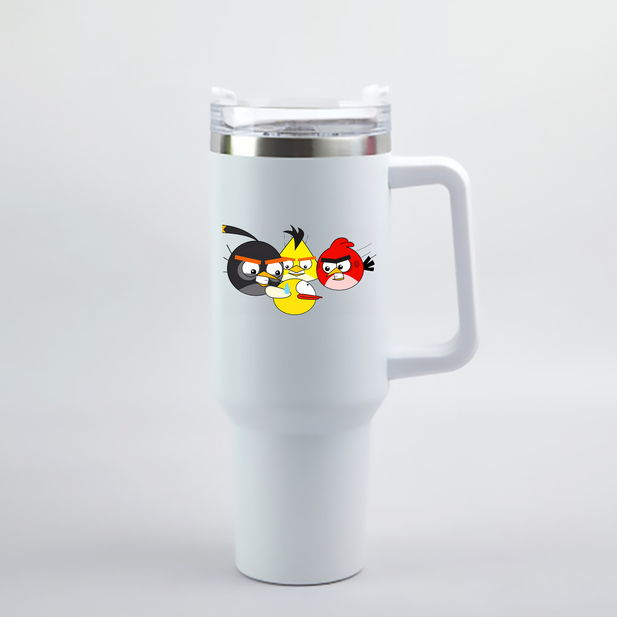 （画像用） Angry Birds アングリーバード 1200mL車用タンブラー - クリスタルステッカー（プラスチックストロー付き）