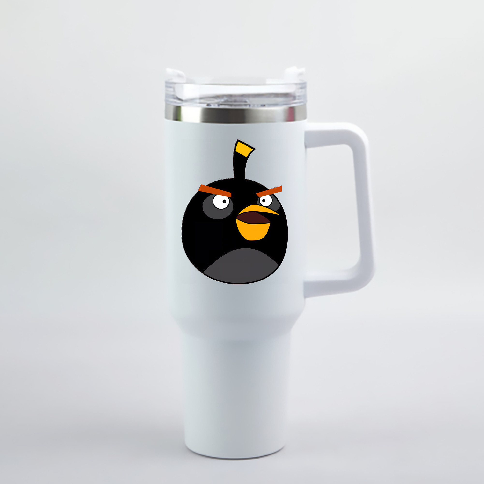 （画像用） Angry Birds アングリーバード 1200mL車用タンブラー - クリスタルステッカー（プラスチックストロー付き）
