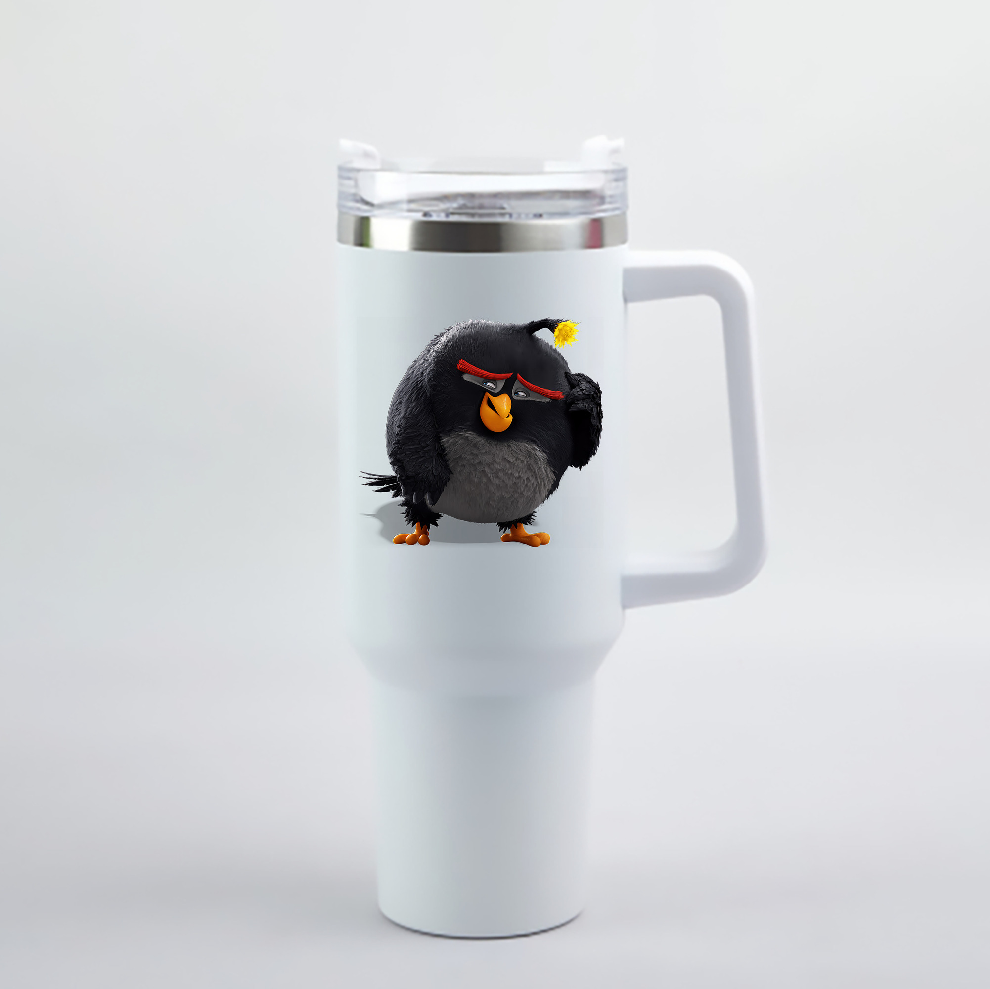 （画像用） Angry Birds アングリーバード 1200mL車用タンブラー - クリスタルステッカー（プラスチックストロー付き）