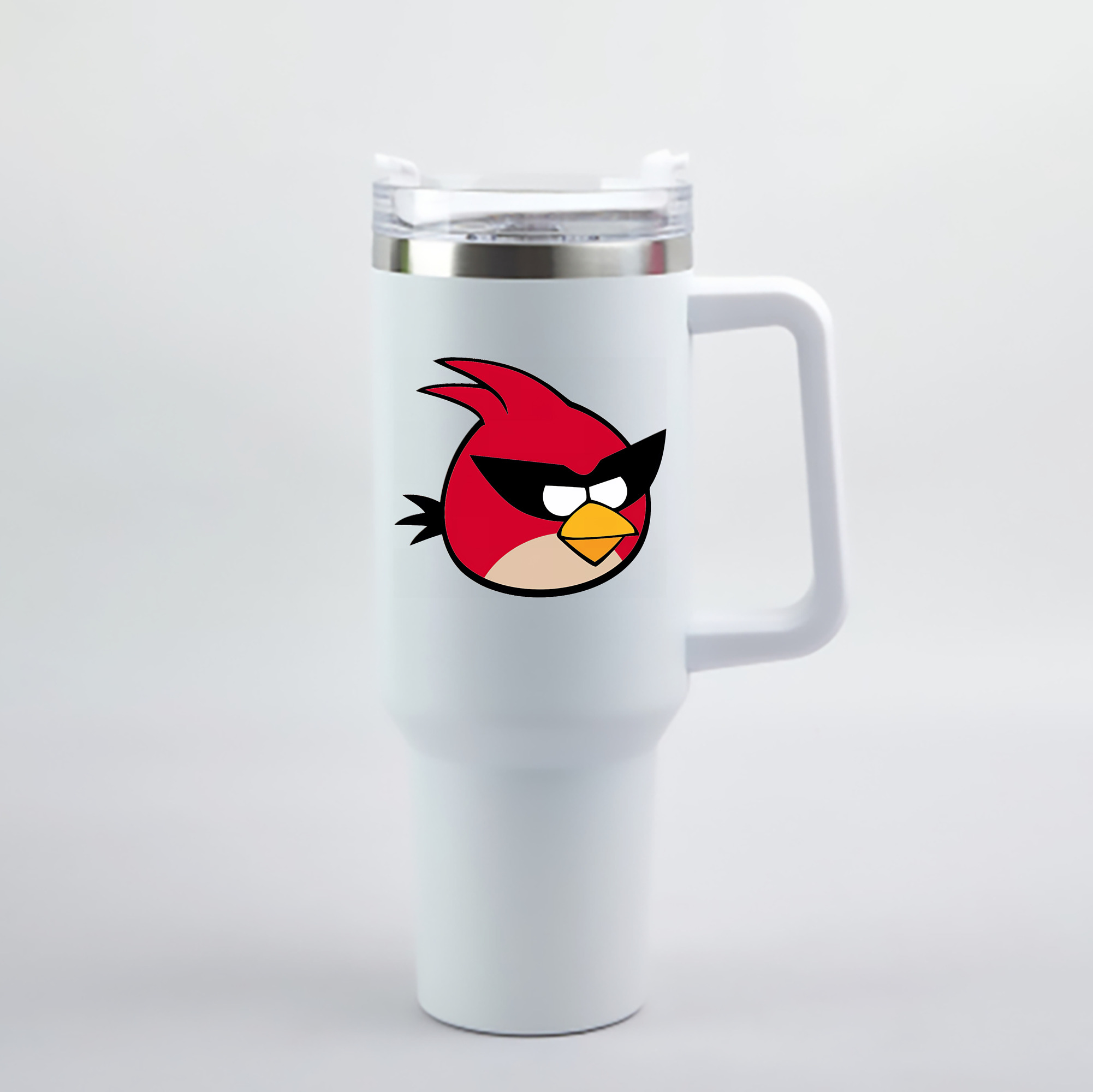 （画像用） Angry Birds アングリーバード 1200mL車用タンブラー - クリスタルステッカー（プラスチックストロー付き）