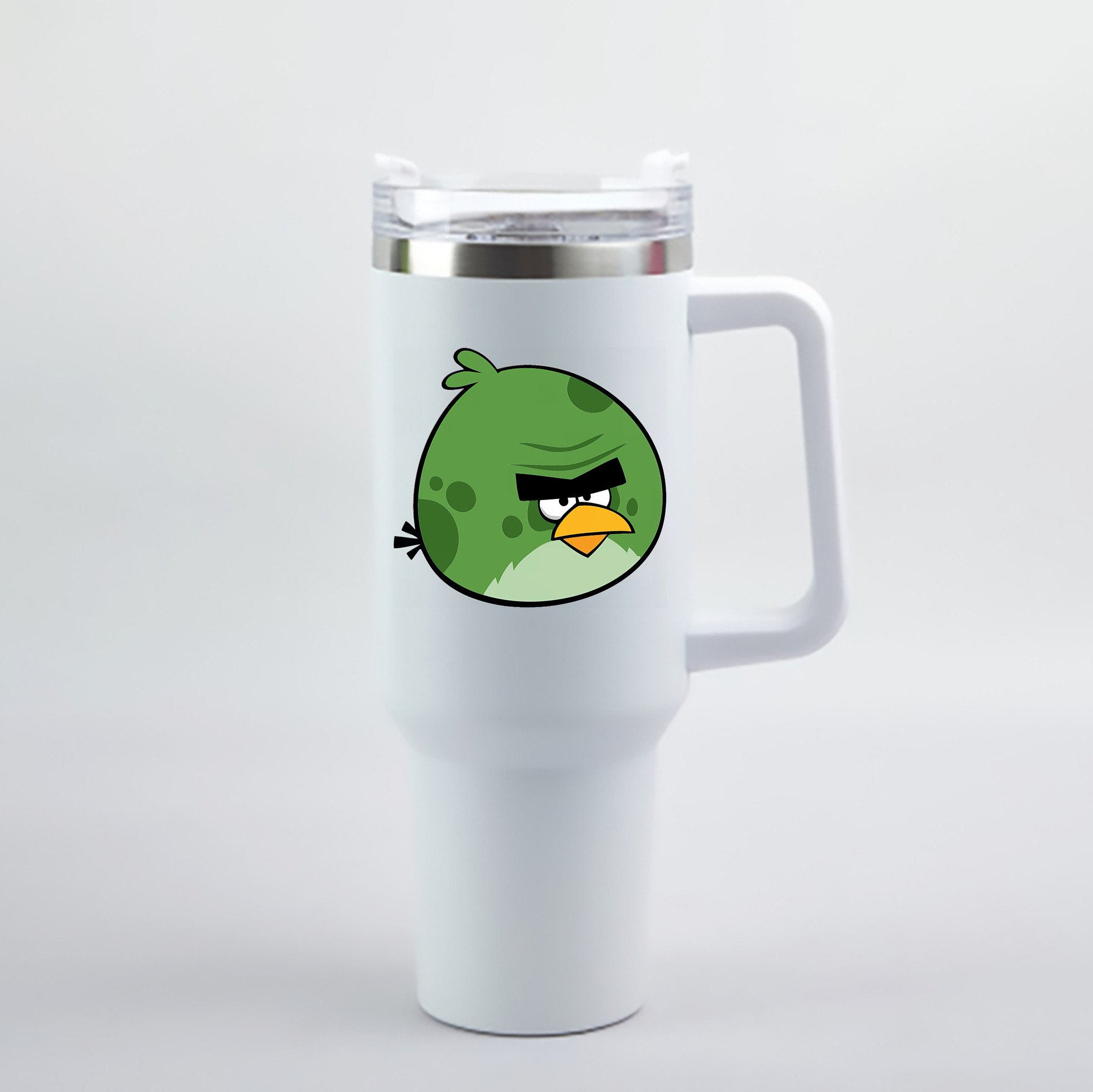 （画像用） Angry Birds アングリーバード 1200mL車用タンブラー - クリスタルステッカー（プラスチックストロー付き）