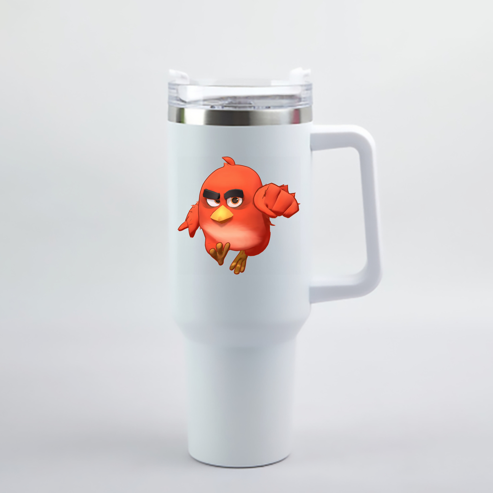 （画像用） Angry Birds アングリーバード 1200mL車用タンブラー - クリスタルステッカー（プラスチックストロー付き）