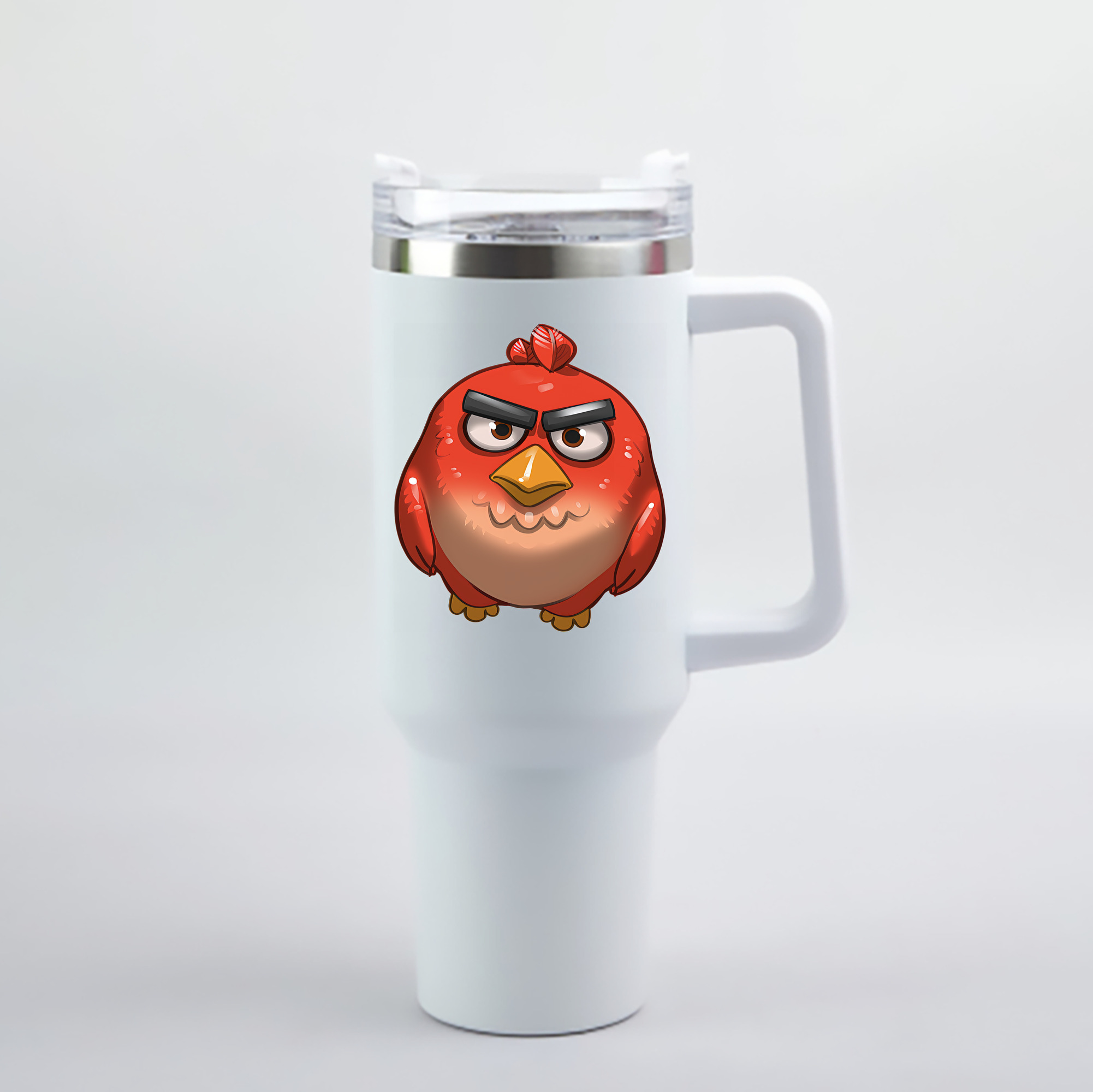 （画像用） Angry Birds アングリーバード 1200mL車用タンブラー - クリスタルステッカー（プラスチックストロー付き）