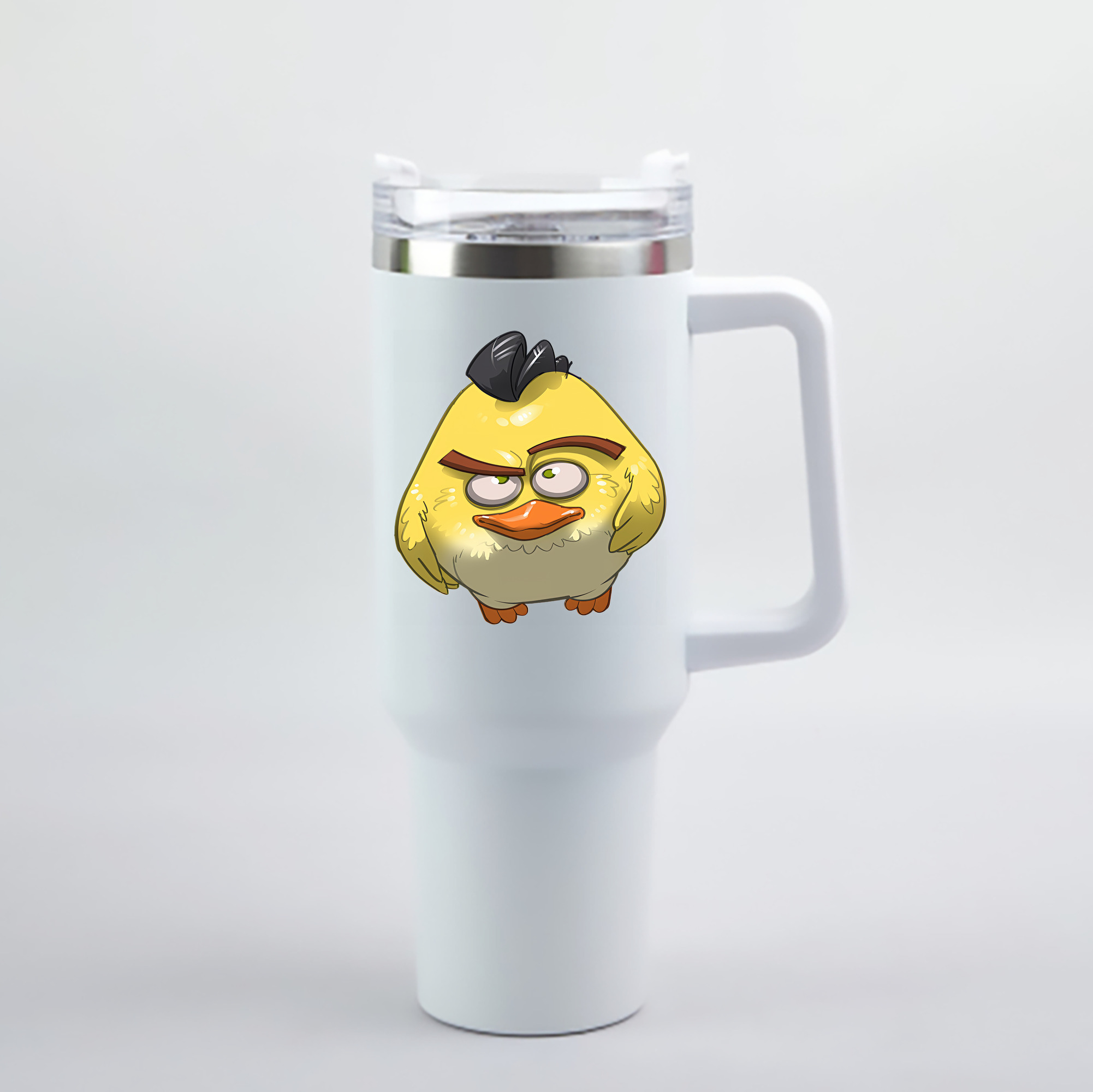 （画像用） Angry Birds アングリーバード 1200mL車用タンブラー - クリスタルステッカー（プラスチックストロー付き）