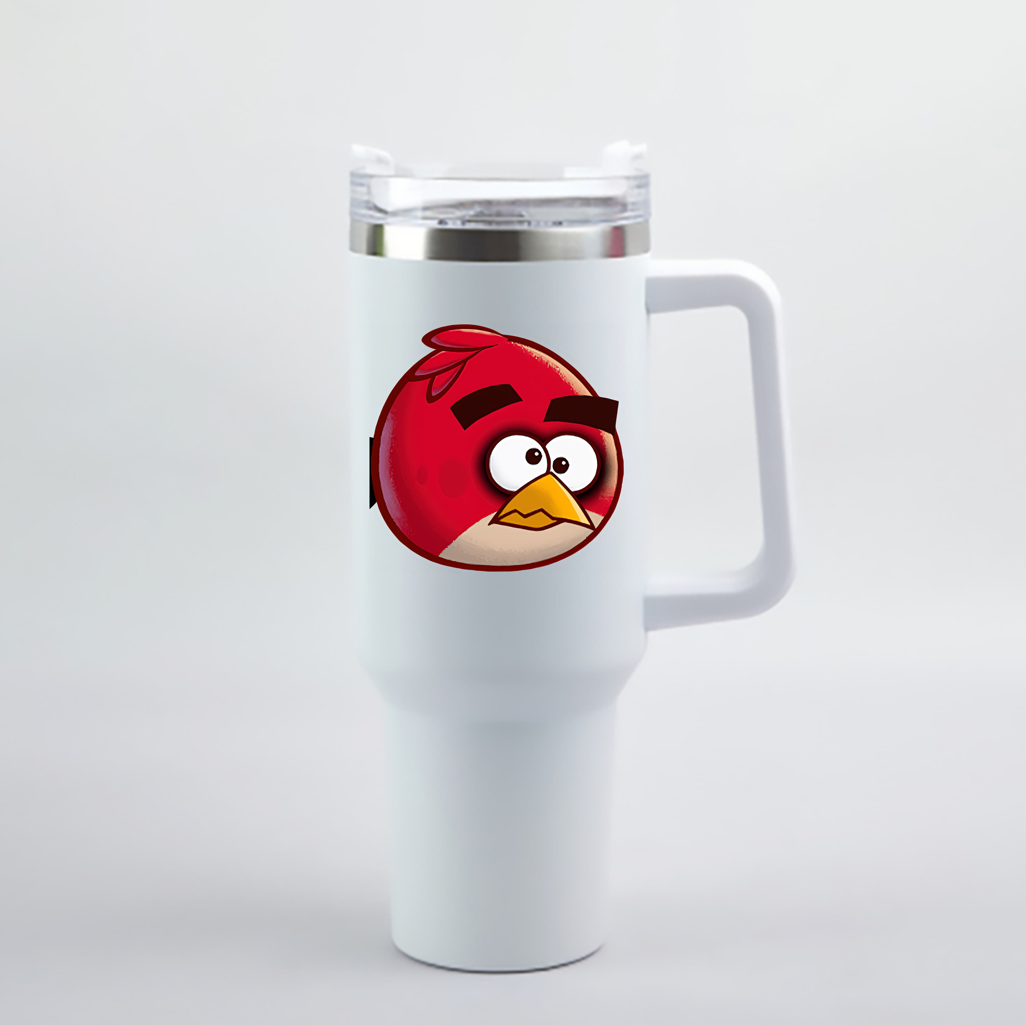 （画像用） Angry Birds アングリーバード 1200mL車用タンブラー - クリスタルステッカー（プラスチックストロー付き）
