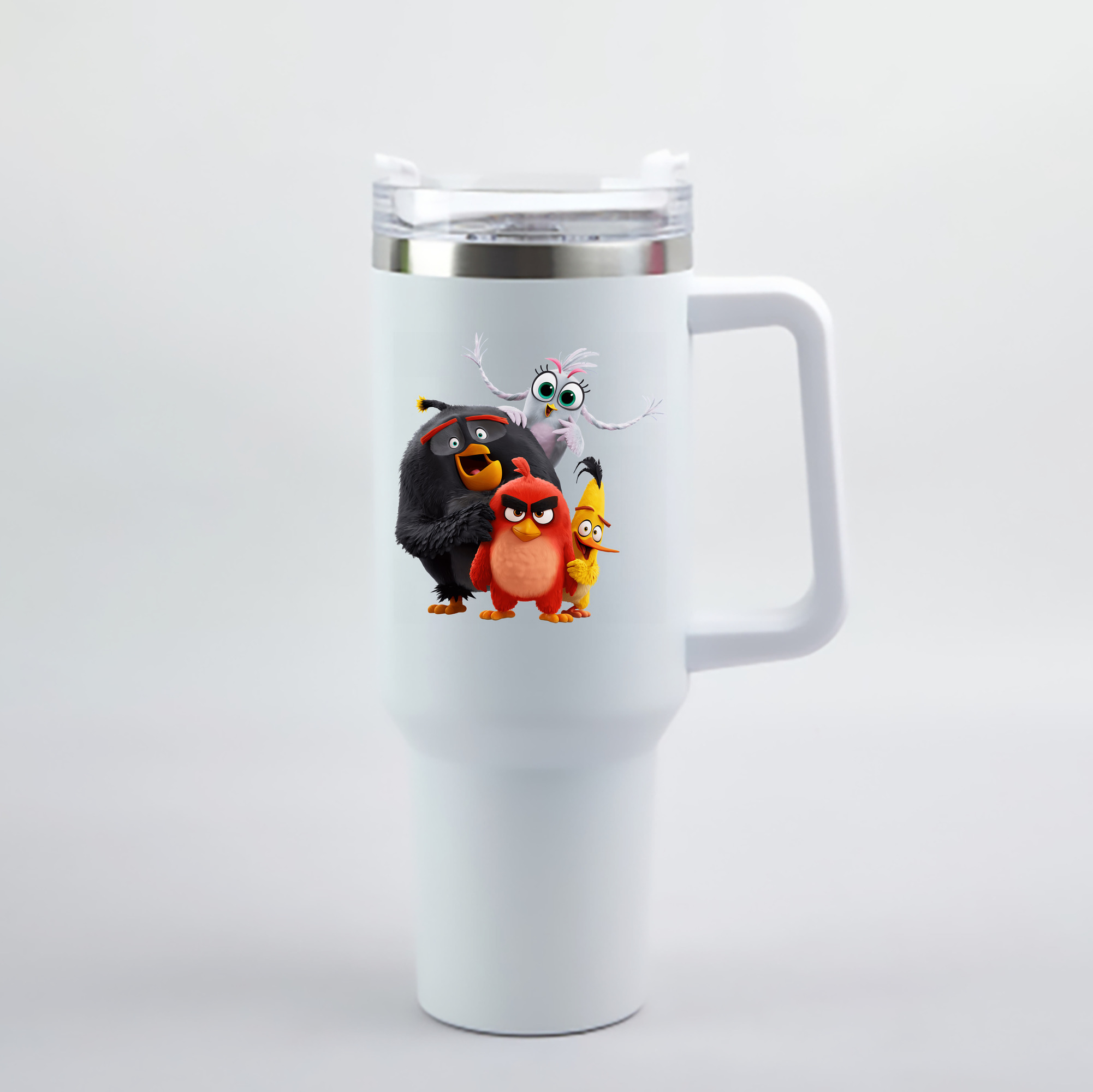 （画像用） Angry Birds アングリーバード 1200mL車用タンブラー - クリスタルステッカー（プラスチックストロー付き）