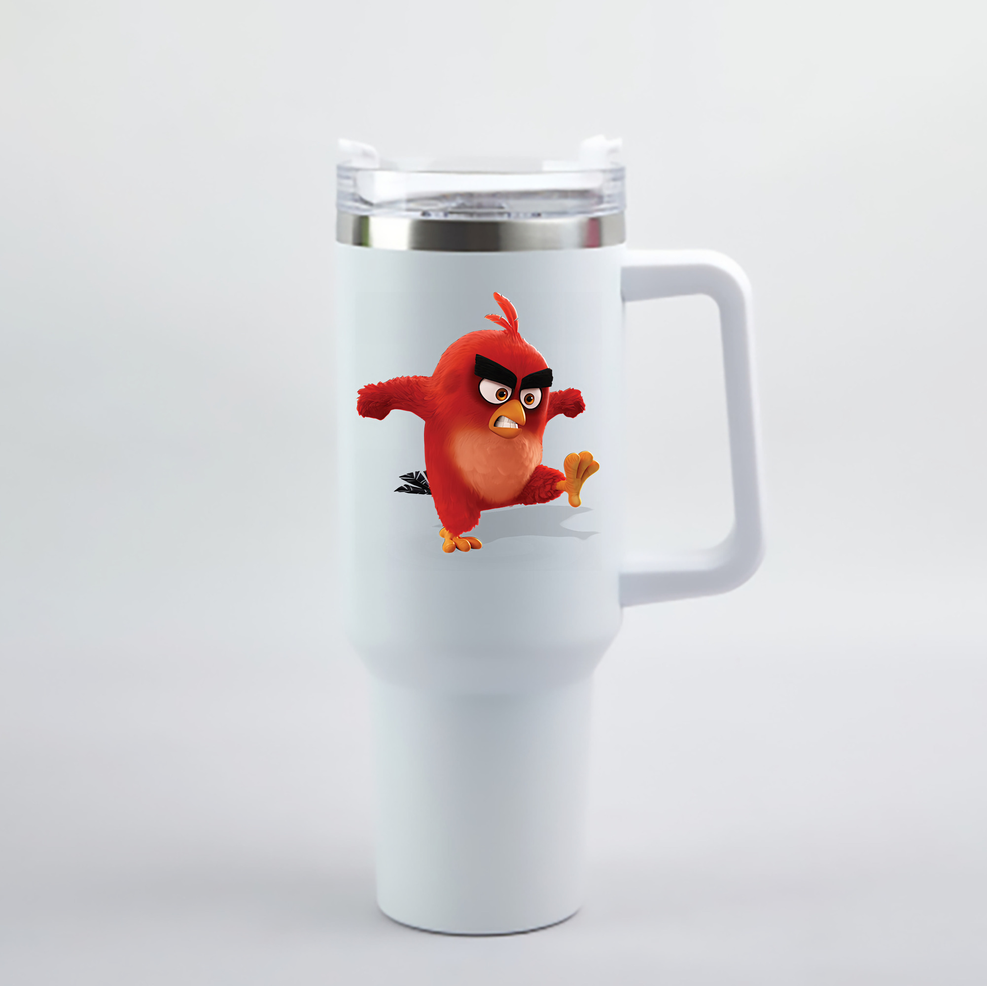 （画像用） Angry Birds アングリーバード 1200mL車用タンブラー - クリスタルステッカー（プラスチックストロー付き）