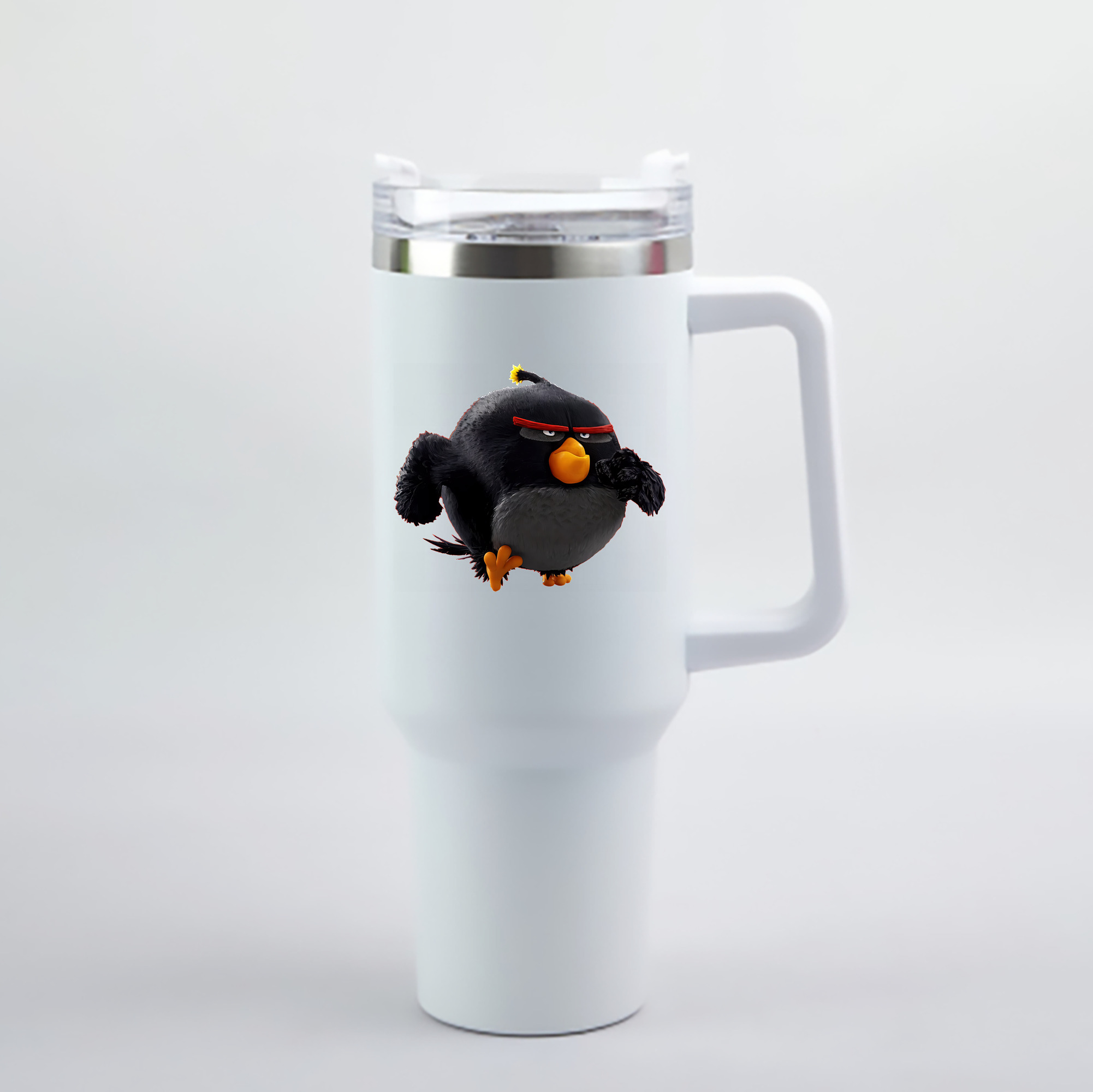 （画像用） Angry Birds アングリーバード 1200mL車用タンブラー - クリスタルステッカー（プラスチックストロー付き）