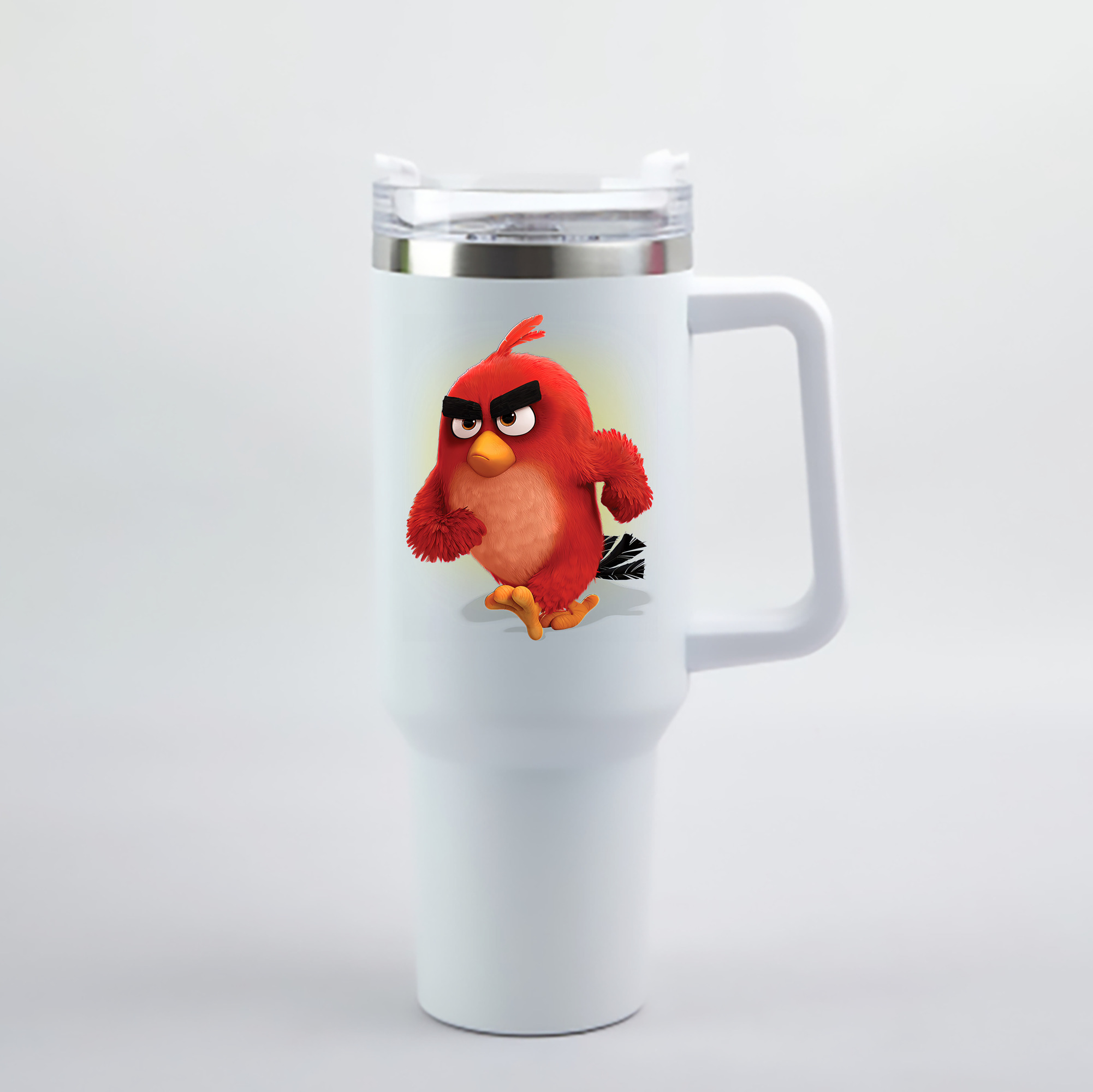 （画像用） Angry Birds アングリーバード 1200mL車用タンブラー - クリスタルステッカー（プラスチックストロー付き）