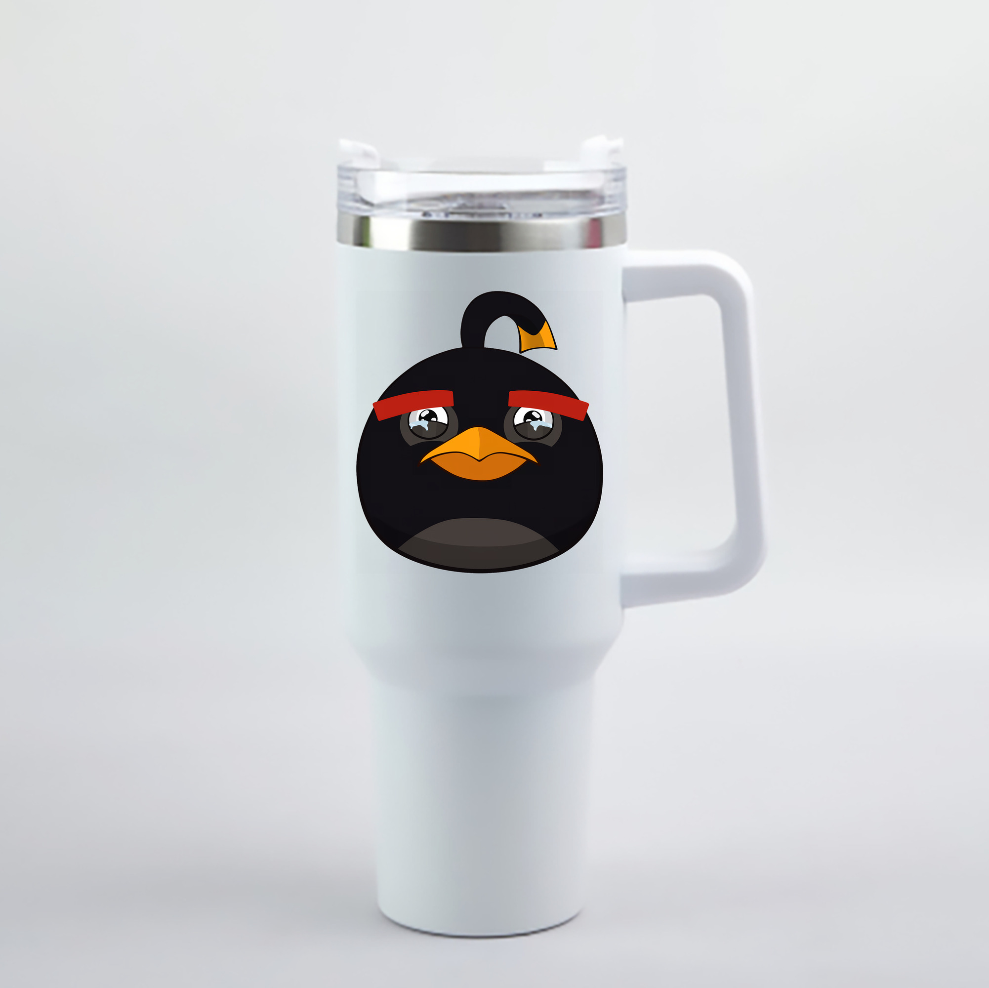 （画像用） Angry Birds アングリーバード 1200mL車用タンブラー - クリスタルステッカー（プラスチックストロー付き）