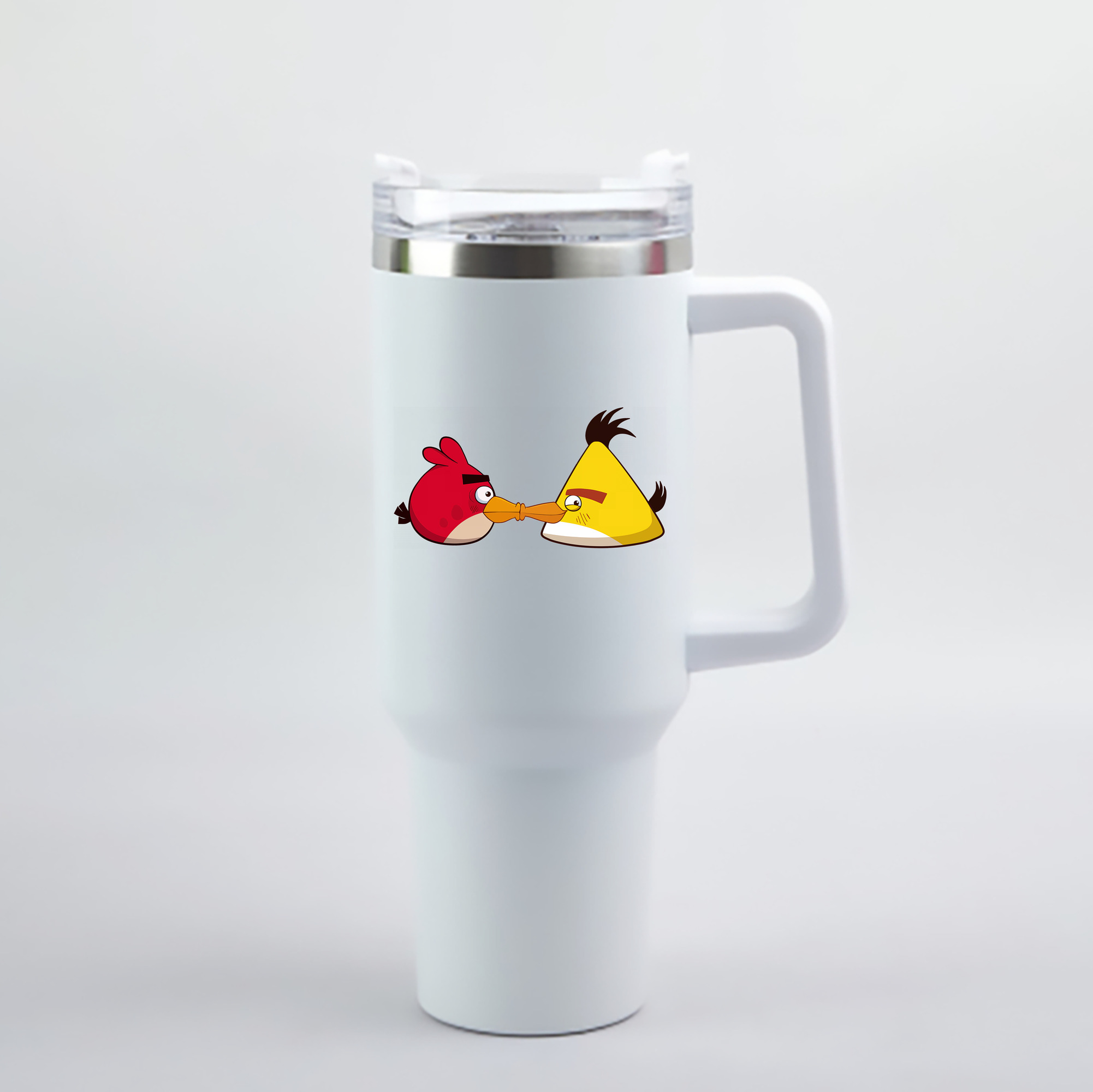 （画像用） Angry Birds アングリーバード 1200mL車用タンブラー - クリスタルステッカー（プラスチックストロー付き）