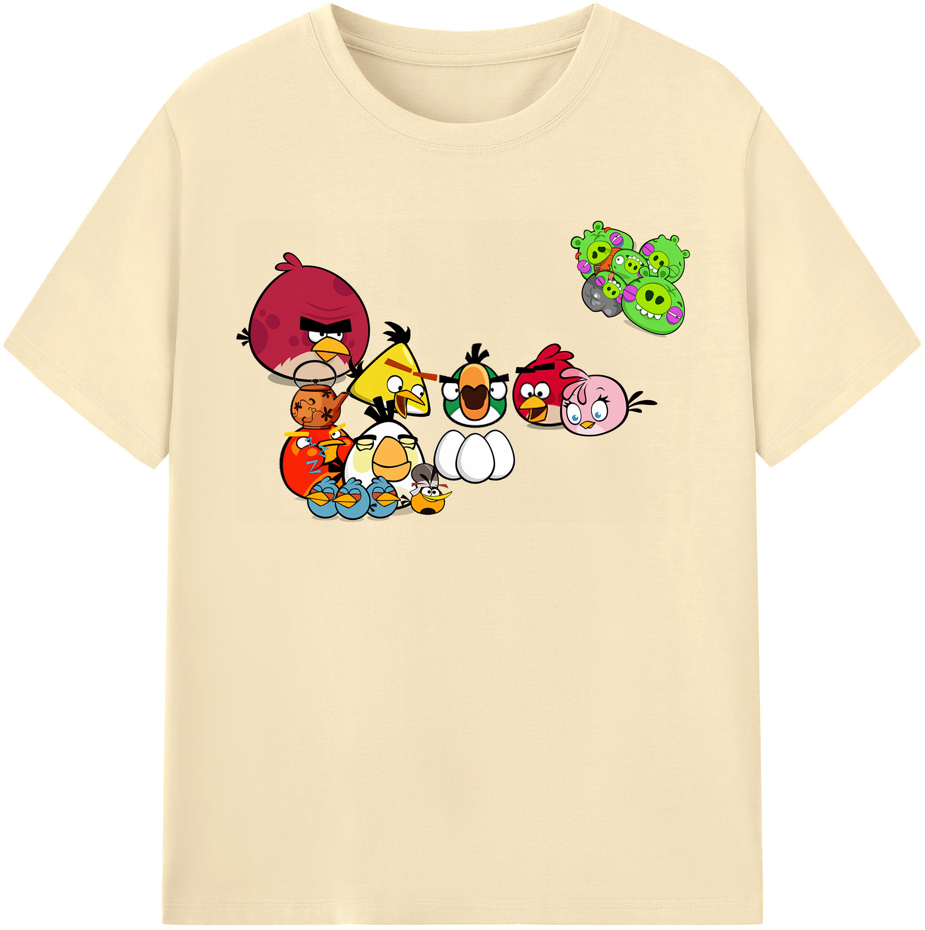 （画像用） Angry Birds アングリーバード 綿100％半袖Tシャツ（フロントプリント）
