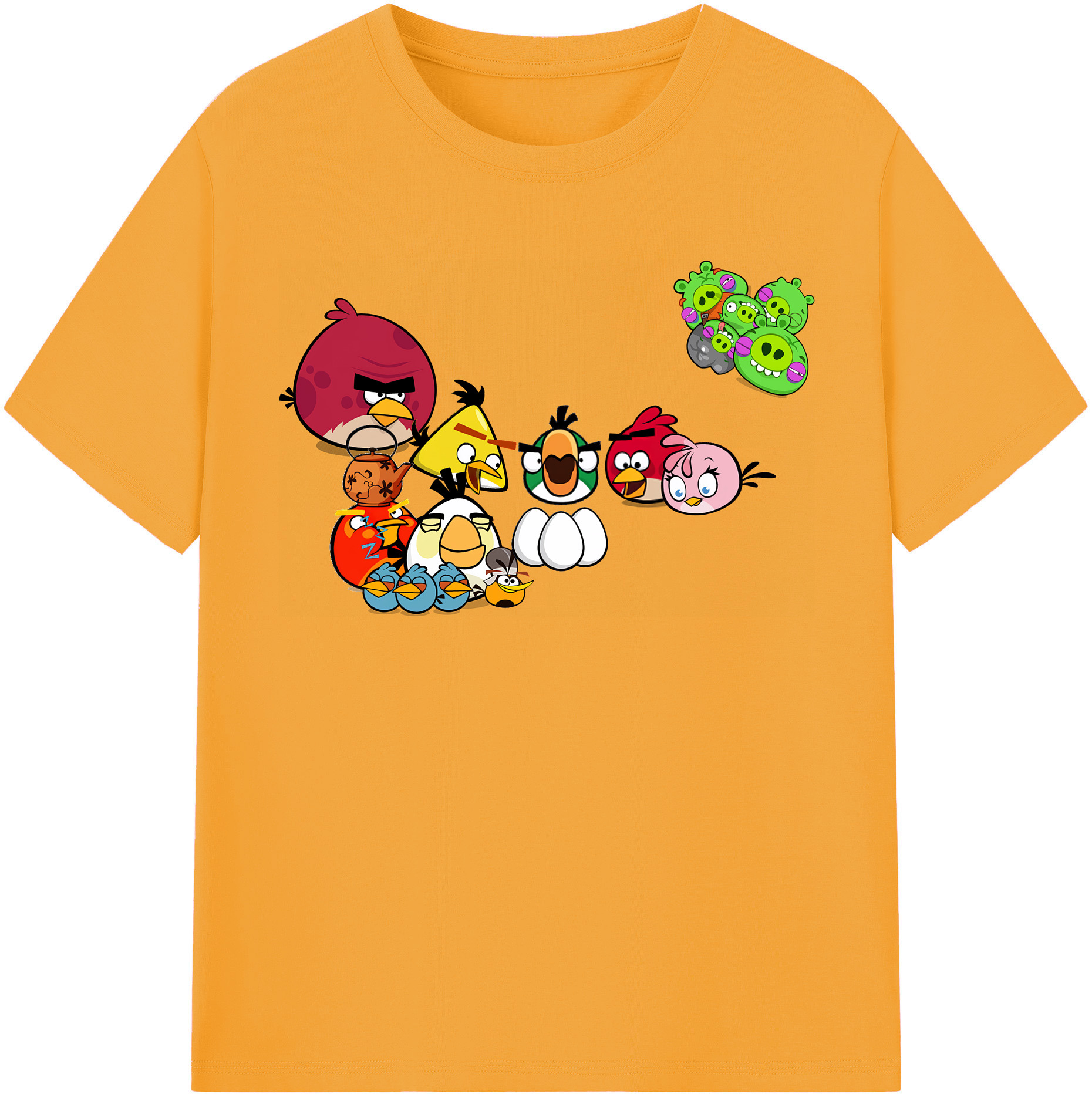 （画像用） Angry Birds アングリーバード 綿100％半袖Tシャツ（フロントプリント）