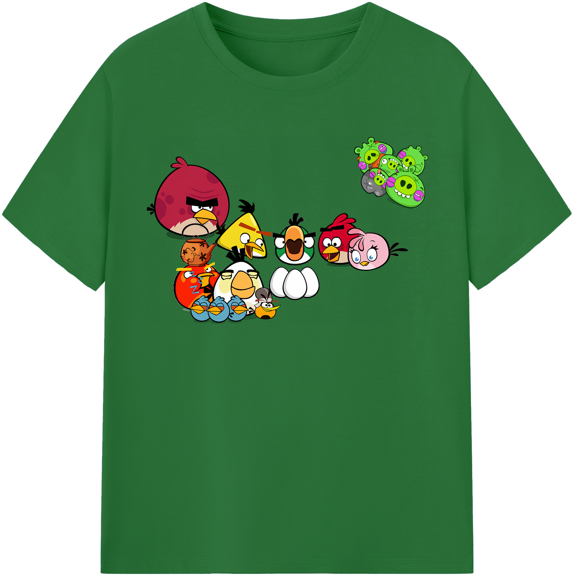 （画像用） Angry Birds アングリーバード 綿100％半袖Tシャツ（フロントプリント）