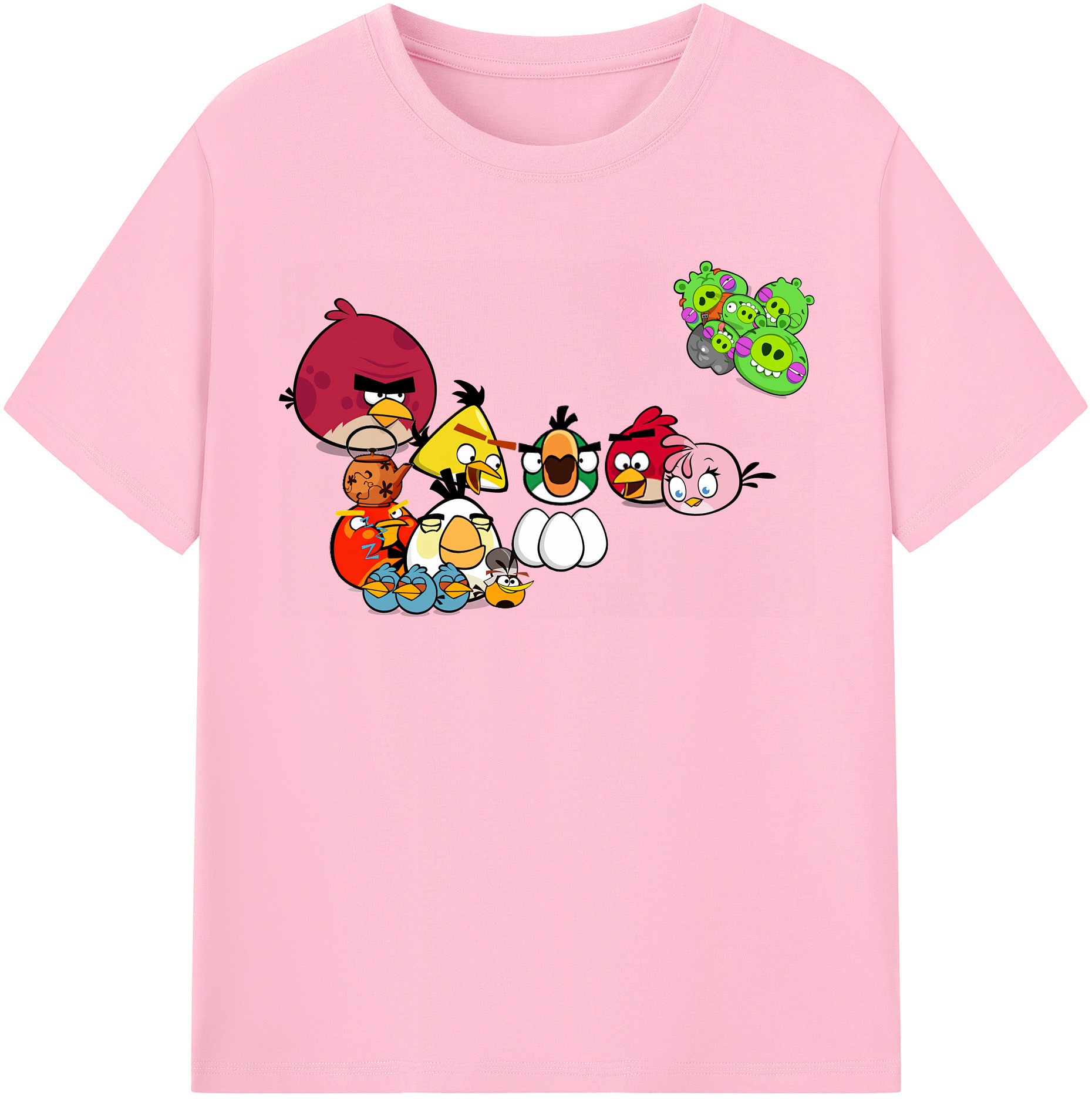 （画像用） Angry Birds アングリーバード 綿100％半袖Tシャツ（フロントプリント）
