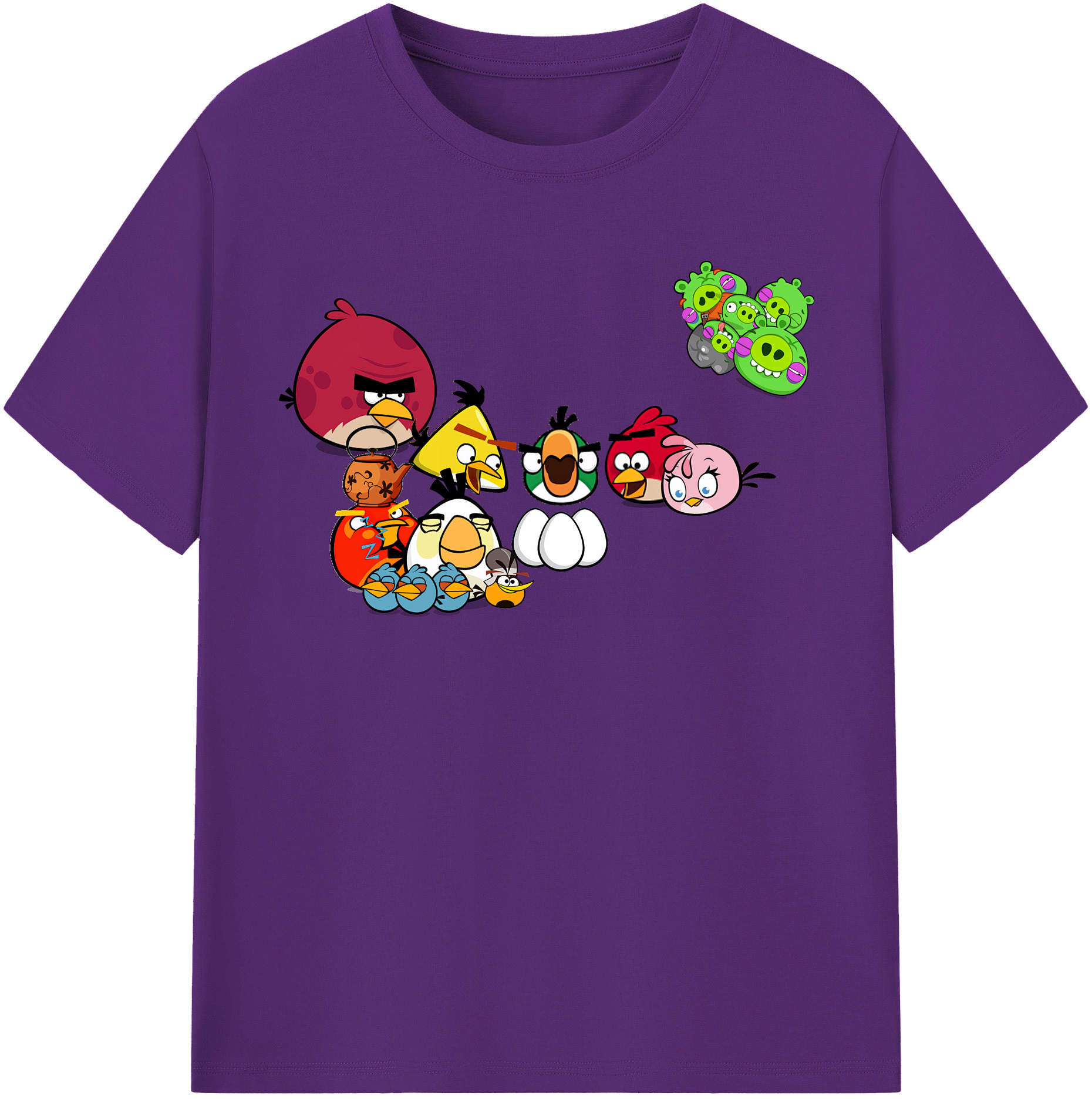 （画像用） Angry Birds アングリーバード 綿100％半袖Tシャツ（フロントプリント）
