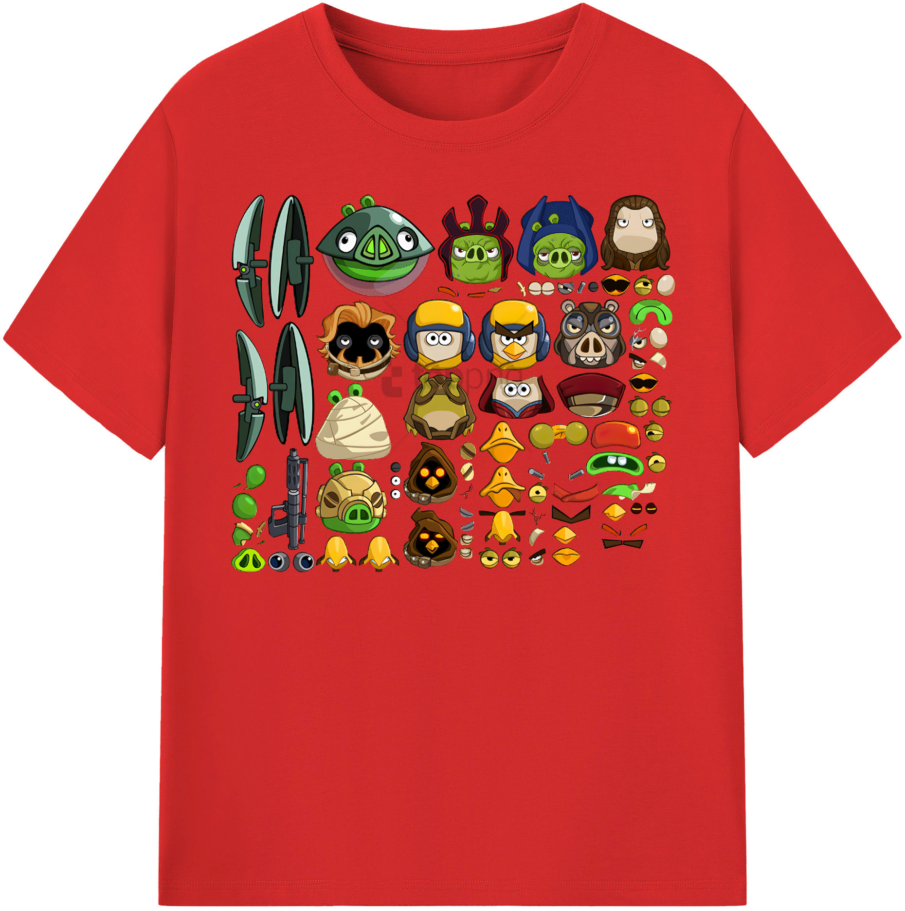 （画像用） Angry Birds アングリーバード 綿100％半袖Tシャツ（フロントプリント）