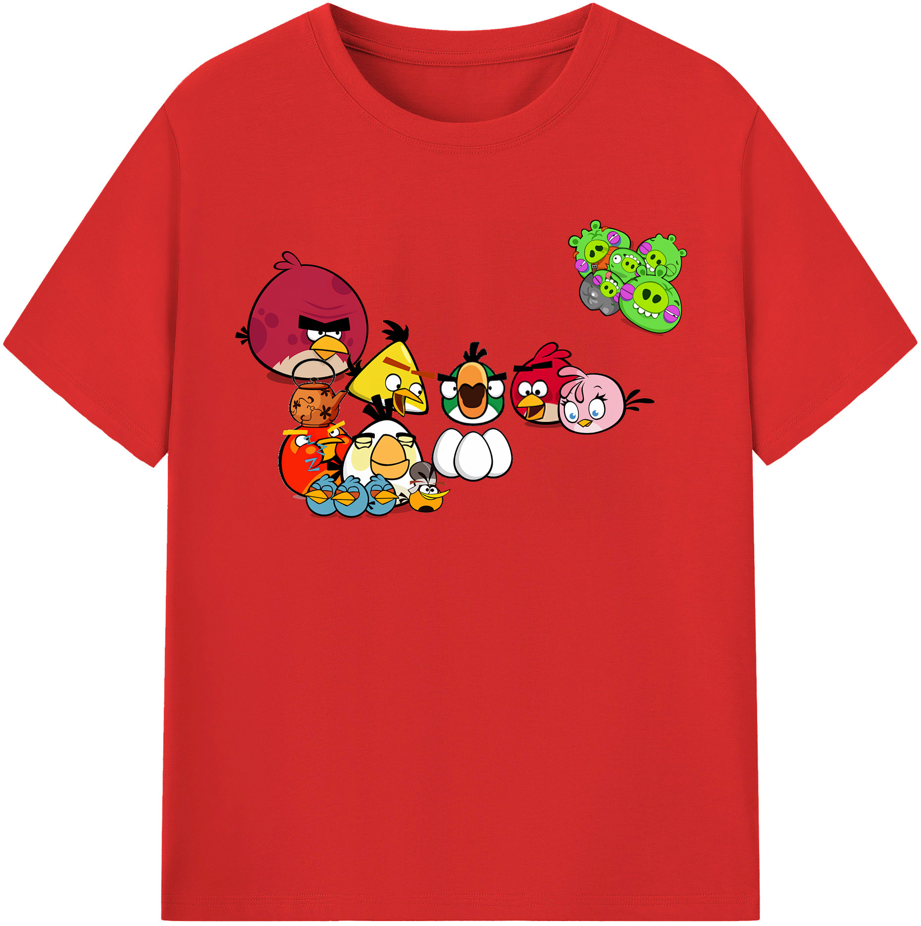 （画像用） Angry Birds アングリーバード 綿100％半袖Tシャツ（フロントプリント）