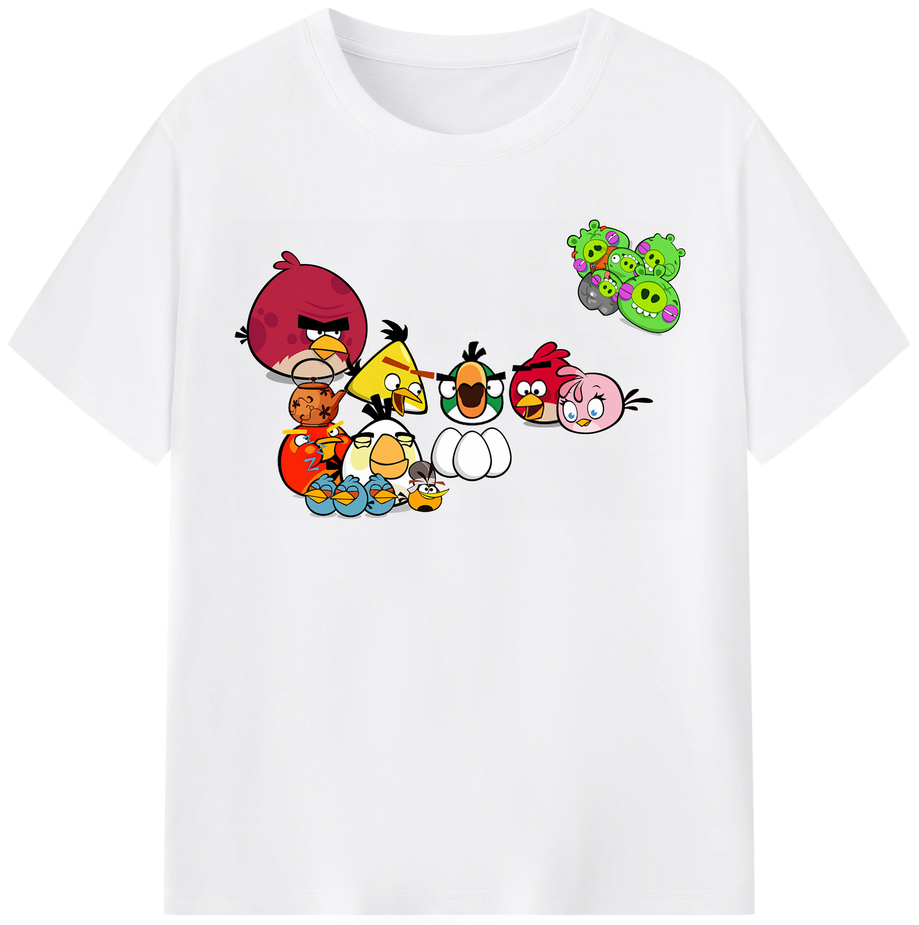 （画像用） Angry Birds アングリーバード 綿100％半袖Tシャツ（フロントプリント）