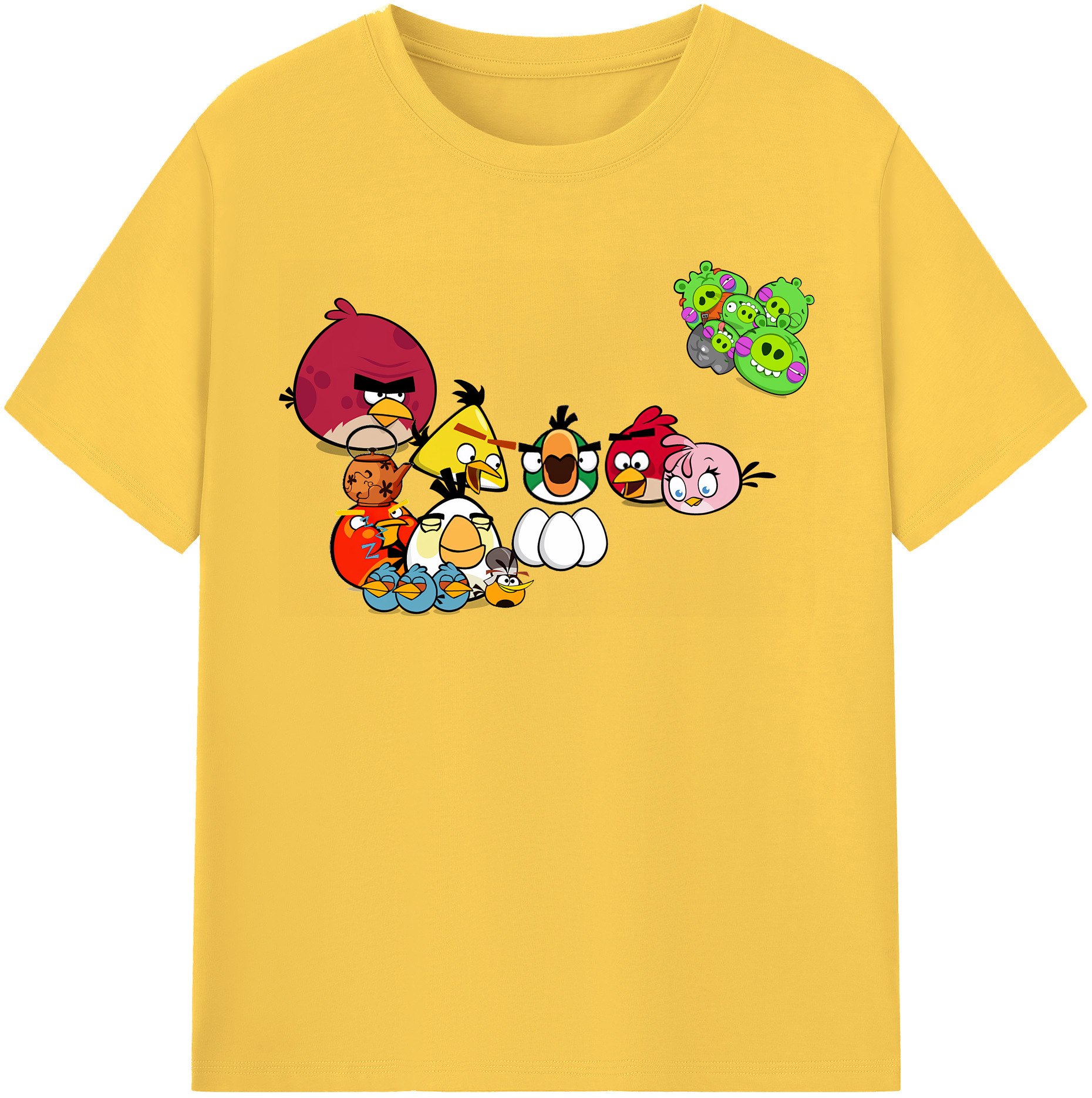 （画像用） Angry Birds アングリーバード 綿100％半袖Tシャツ（フロントプリント）