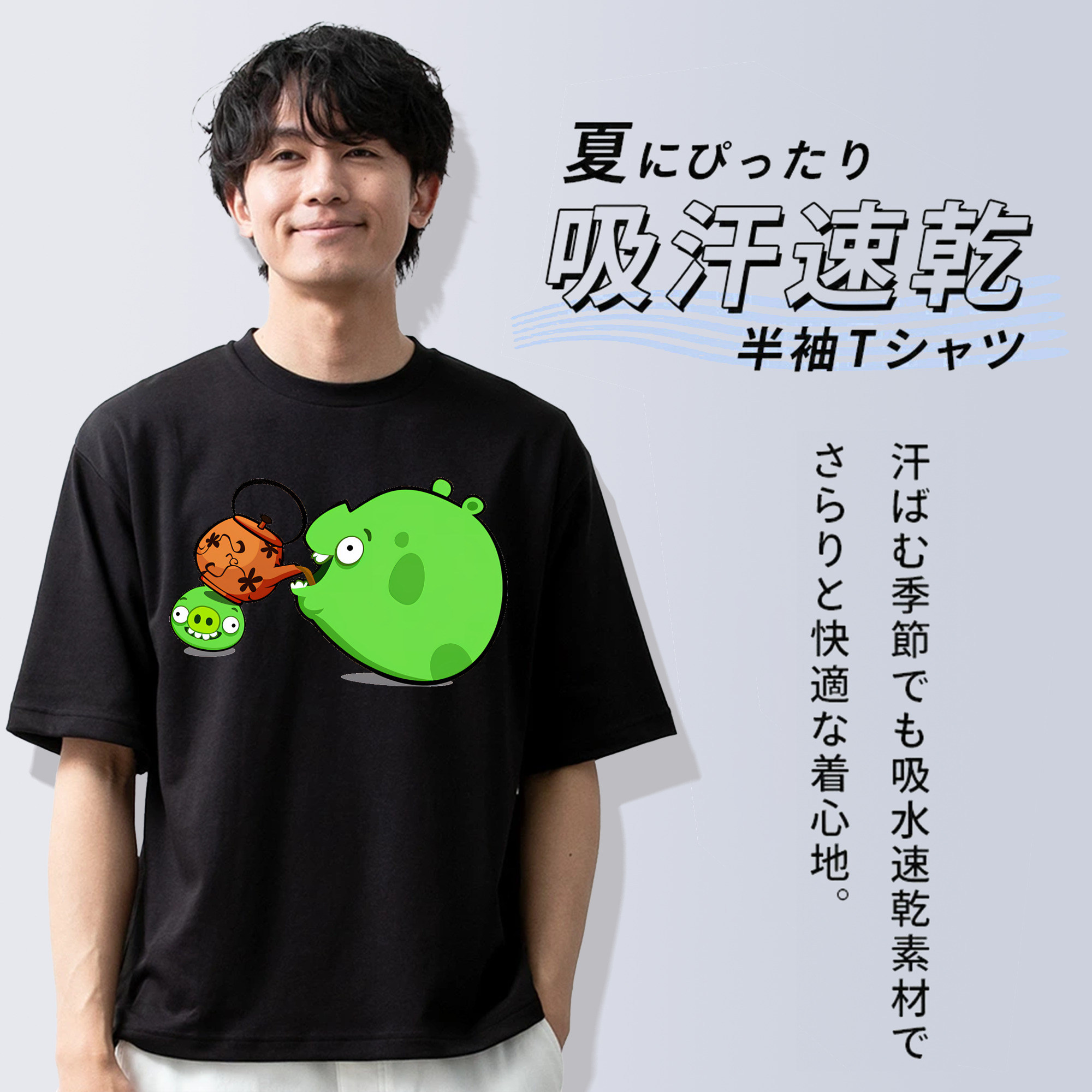 Angry Birds アングリーバード 綿100％半袖Tシャツ（フロントプリント）