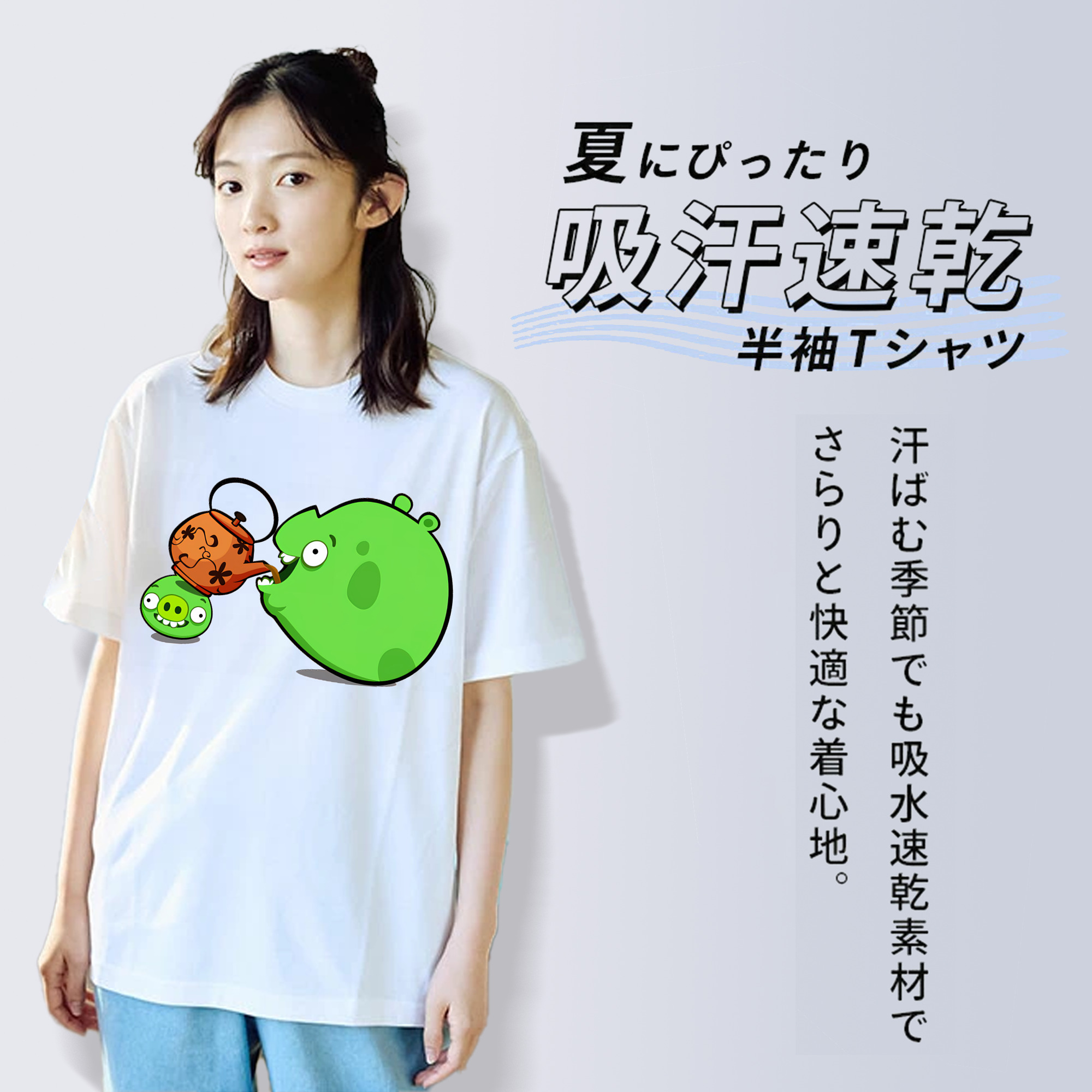 Angry Birds アングリーバード 綿100％半袖Tシャツ（フロントプリント）