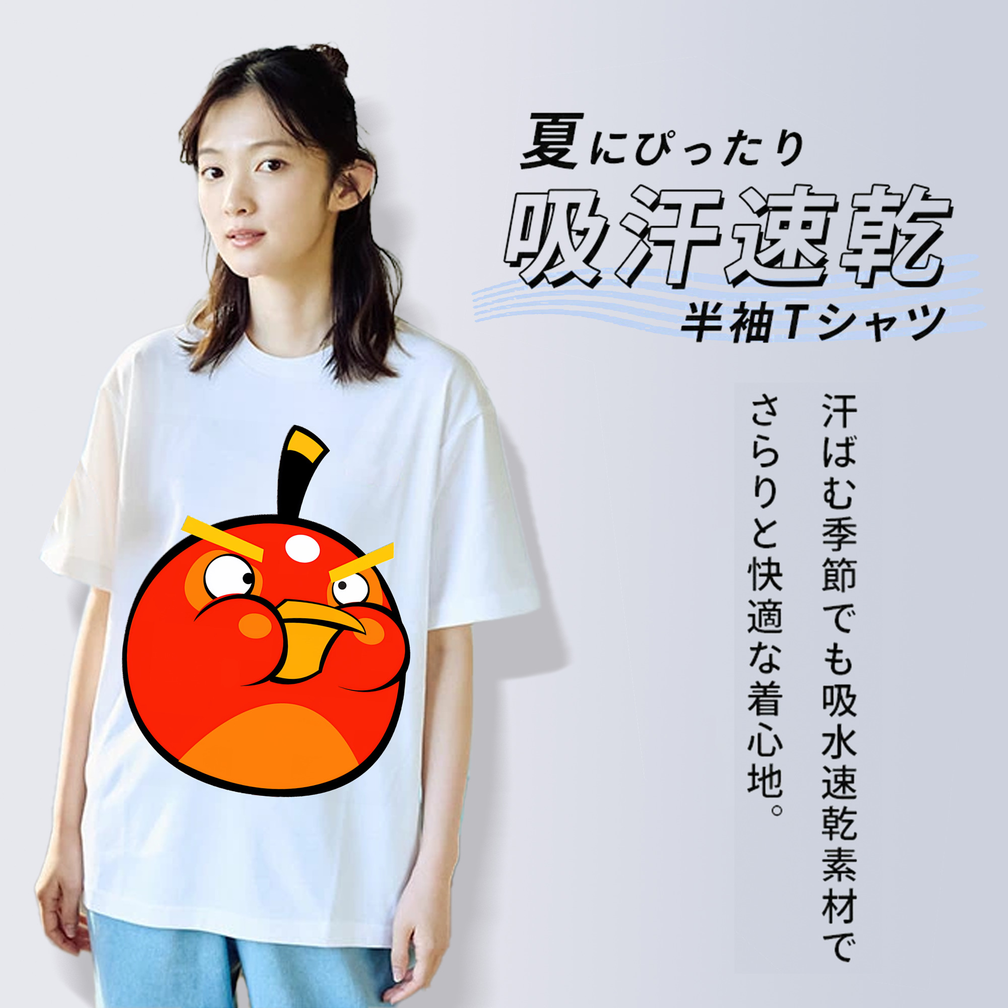 Angry Birds アングリーバード 綿100％半袖Tシャツ（フロントプリント）