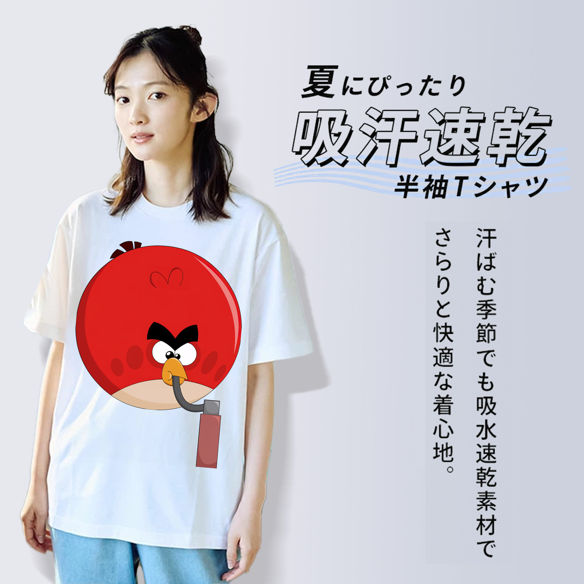 Angry Birds アングリーバード 綿100％半袖Tシャツ（フロントプリント）