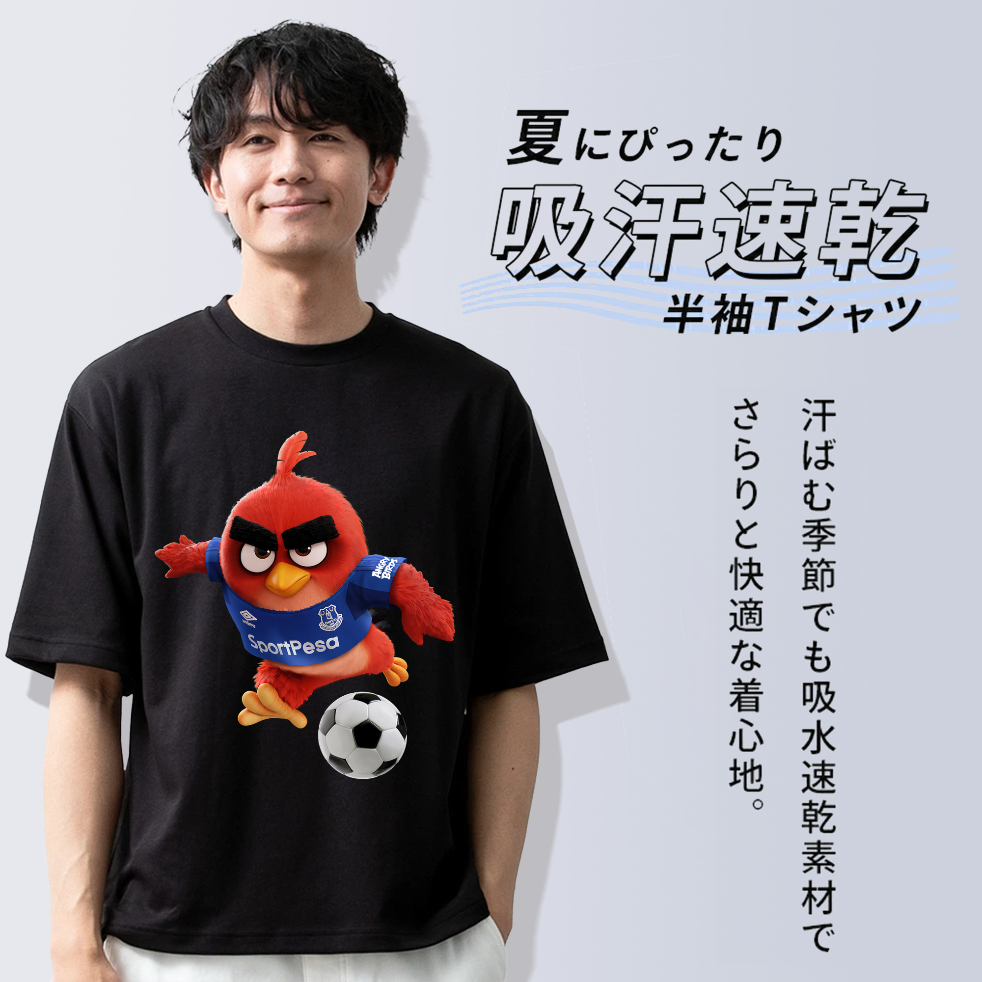 Angry Birds アングリーバード 綿100％半袖Tシャツ（フロントプリント）