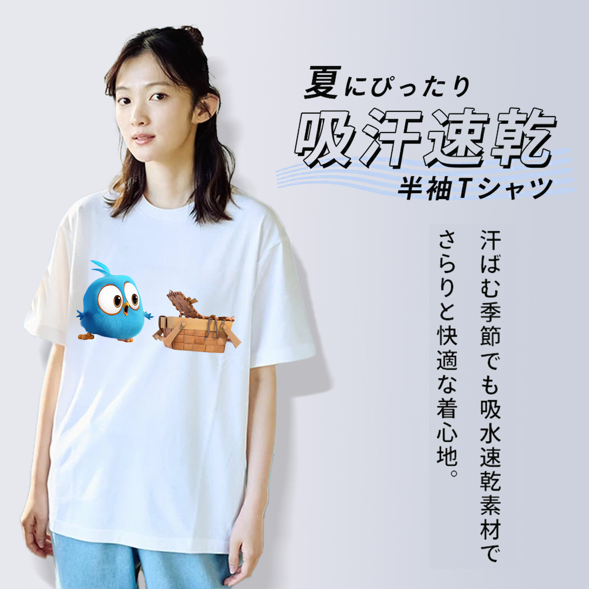 Angry Birds アングリーバード 綿100％半袖Tシャツ（フロントプリント）
