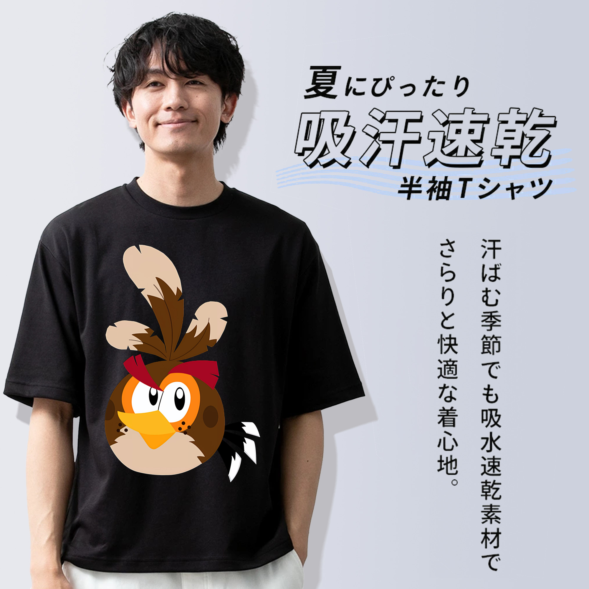 Angry Birds アングリーバード 綿100％半袖Tシャツ（フロントプリント）