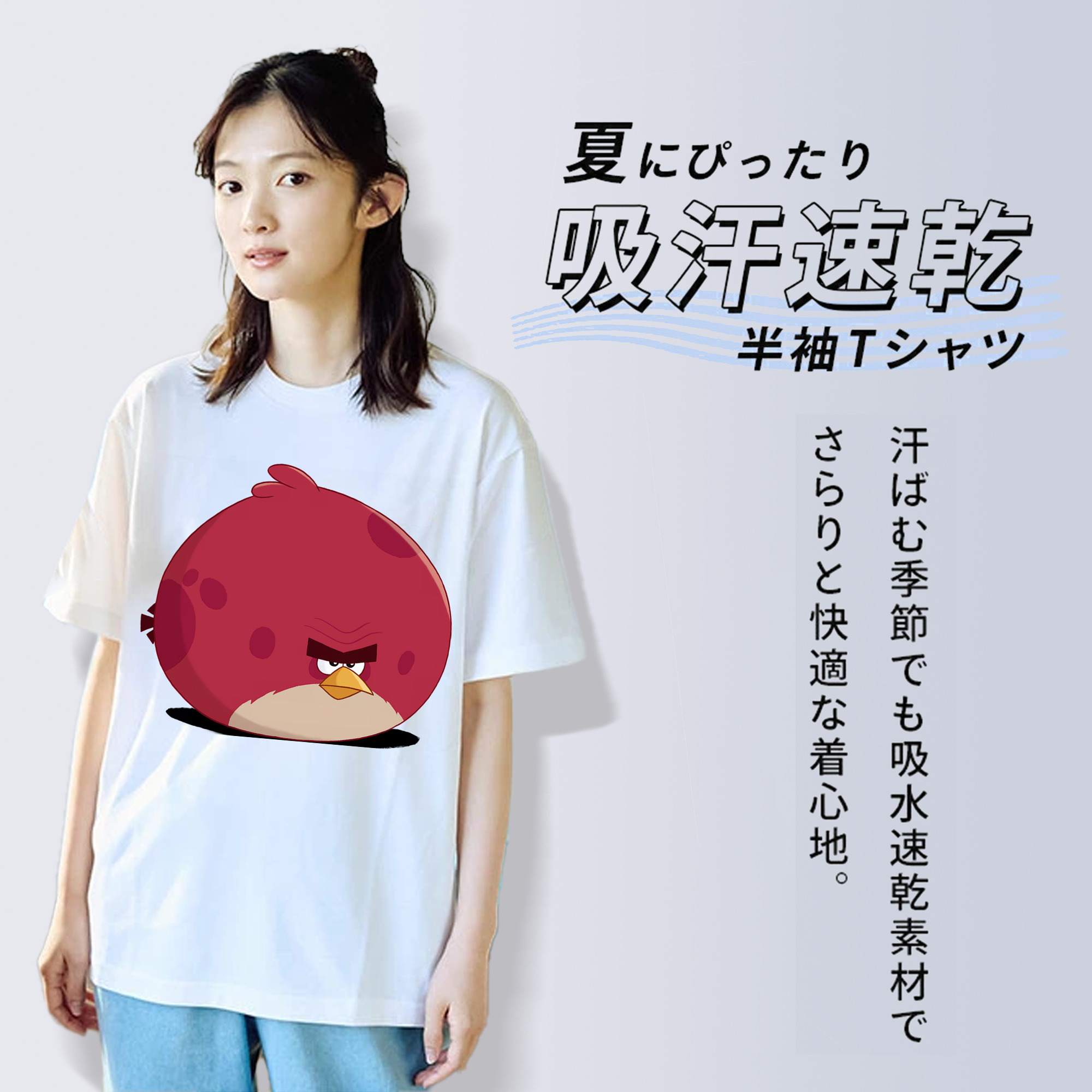 Angry Birds アングリーバード 綿100％半袖Tシャツ（フロントプリント）