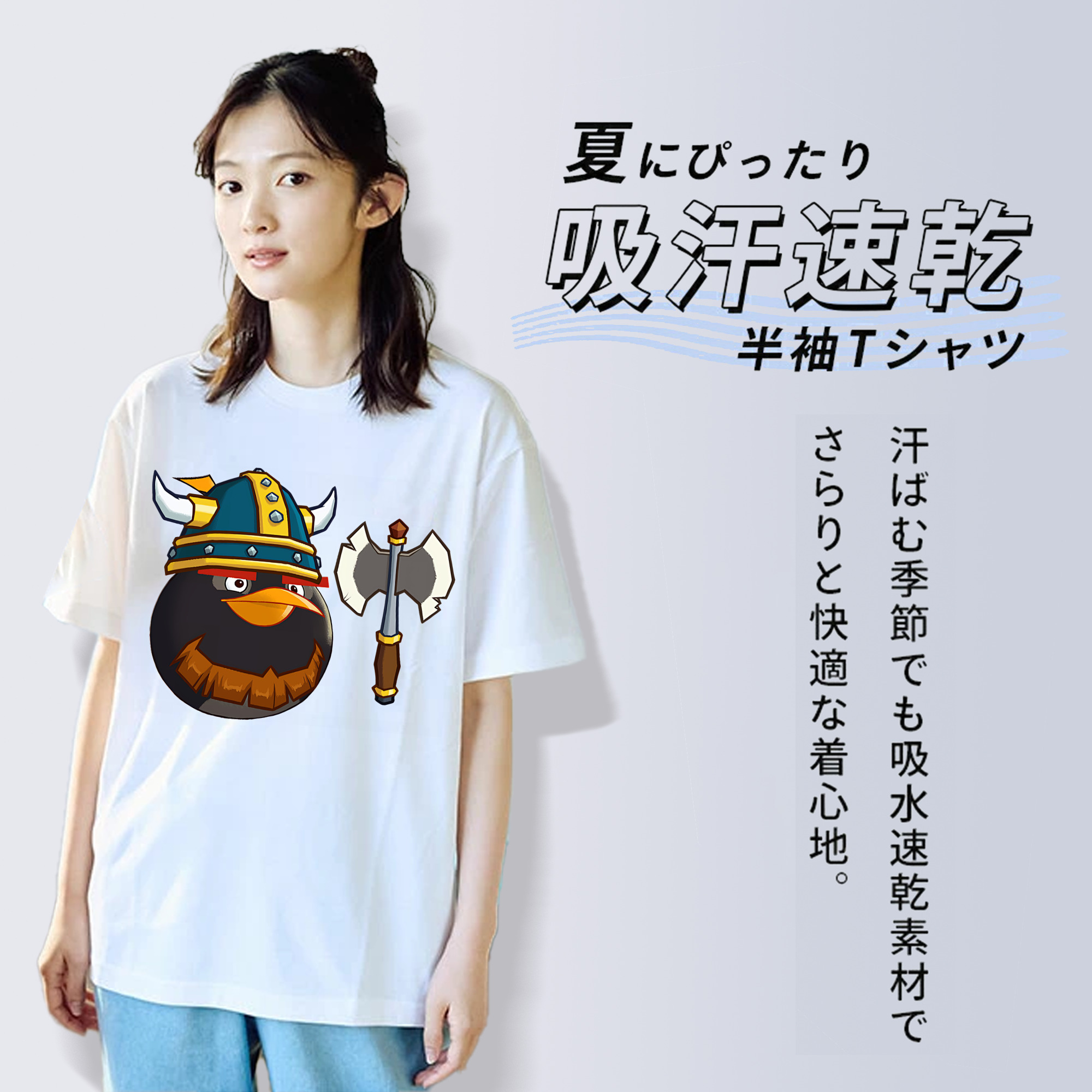 Angry Birds アングリーバード 綿100％半袖Tシャツ（フロントプリント）