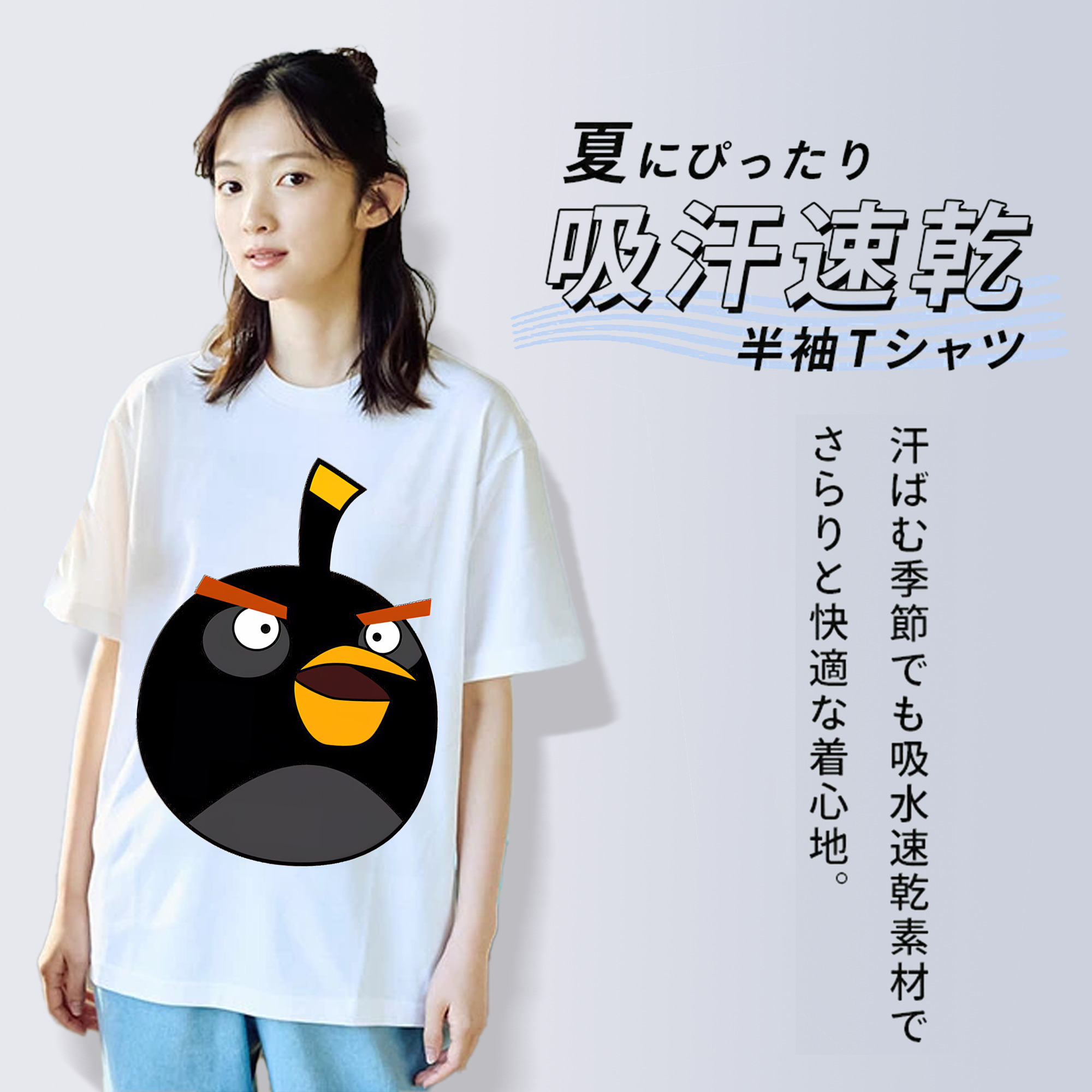 Angry Birds アングリーバード 綿100％半袖Tシャツ（フロントプリント）