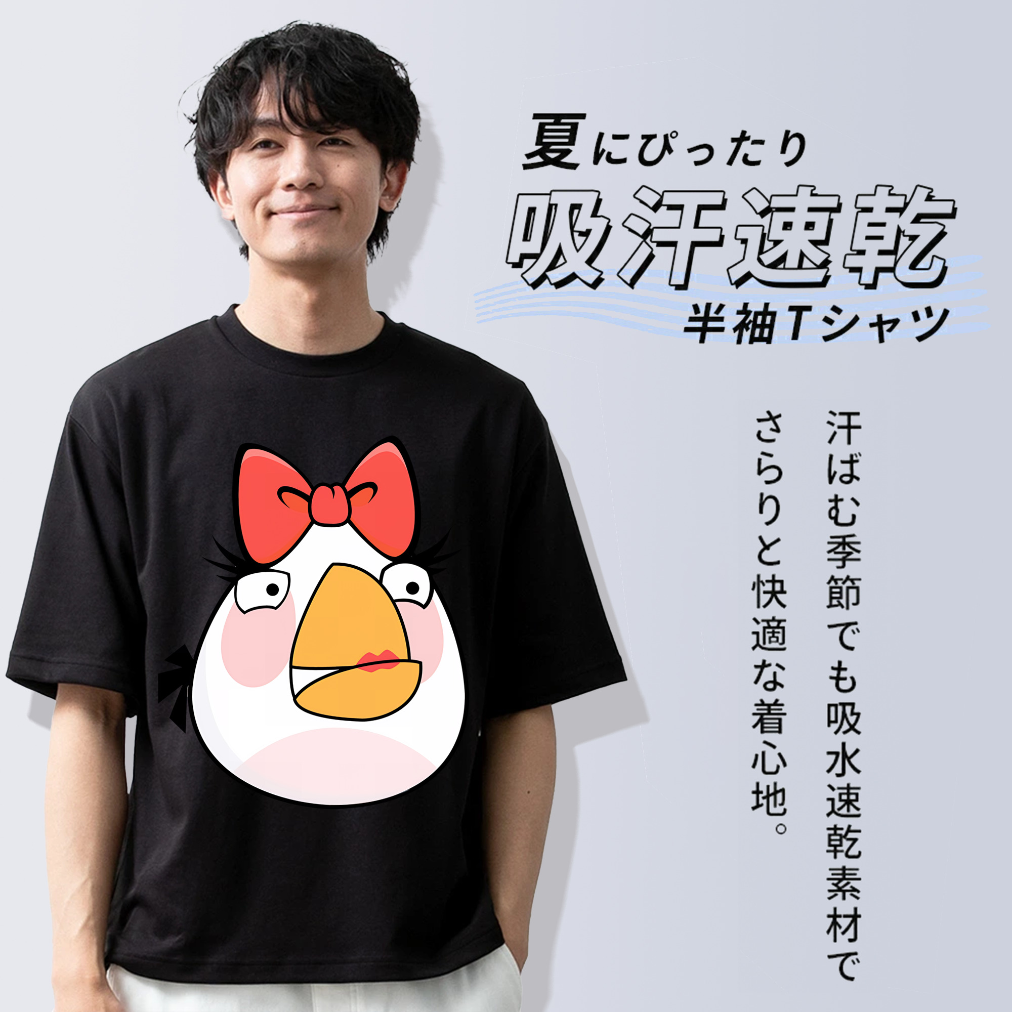 Angry Birds アングリーバード 綿100％半袖Tシャツ（フロントプリント）