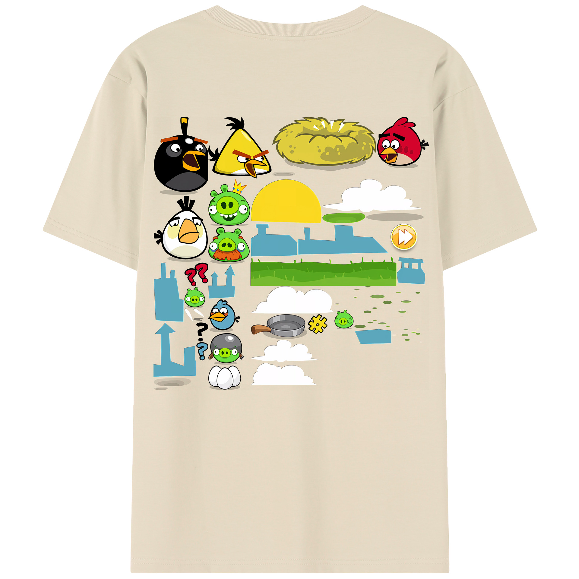（画像用） Angry Birds アングリーバード 綿100％半袖Tシャツ（背面プリント）