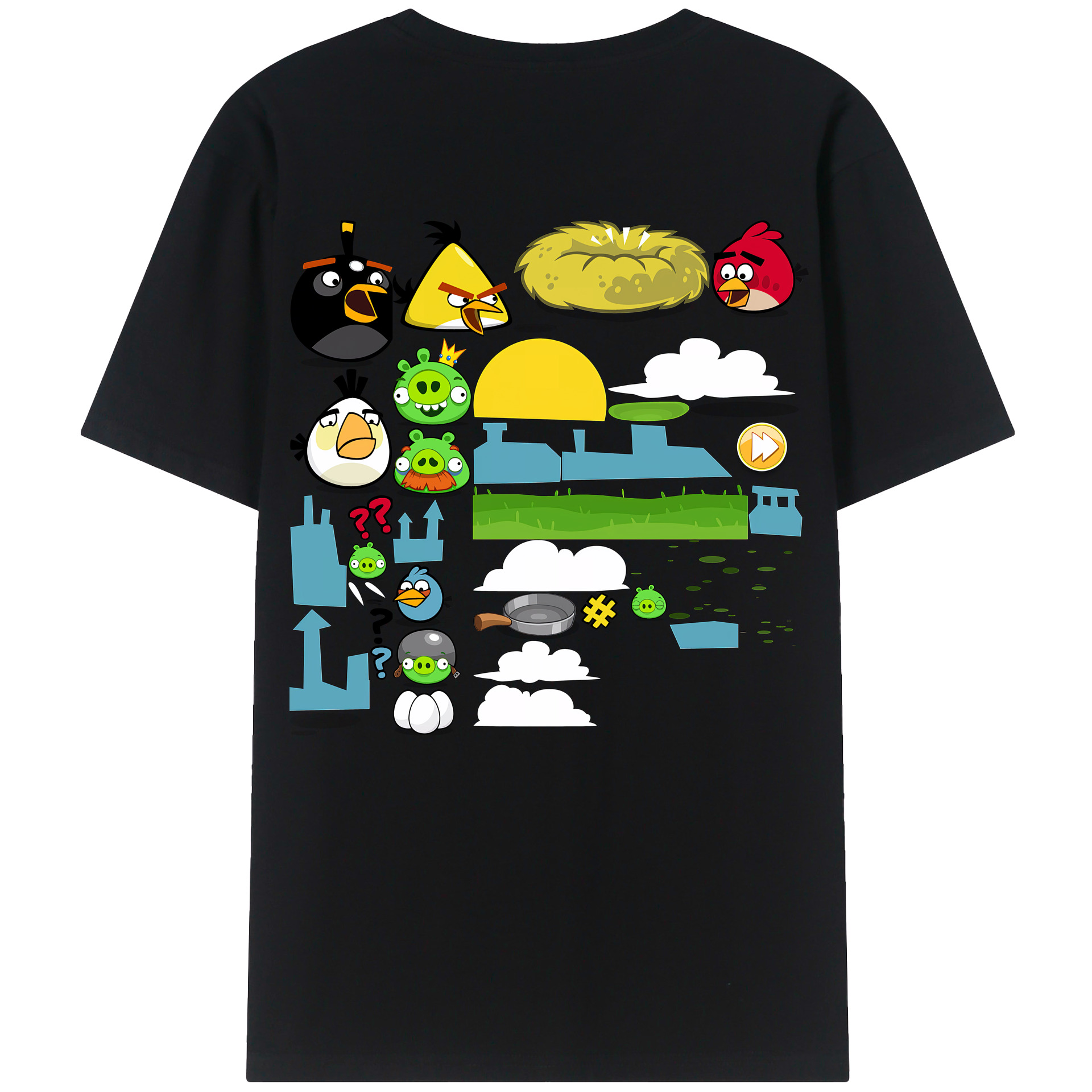 （画像用） Angry Birds アングリーバード 綿100％半袖Tシャツ（背面プリント）