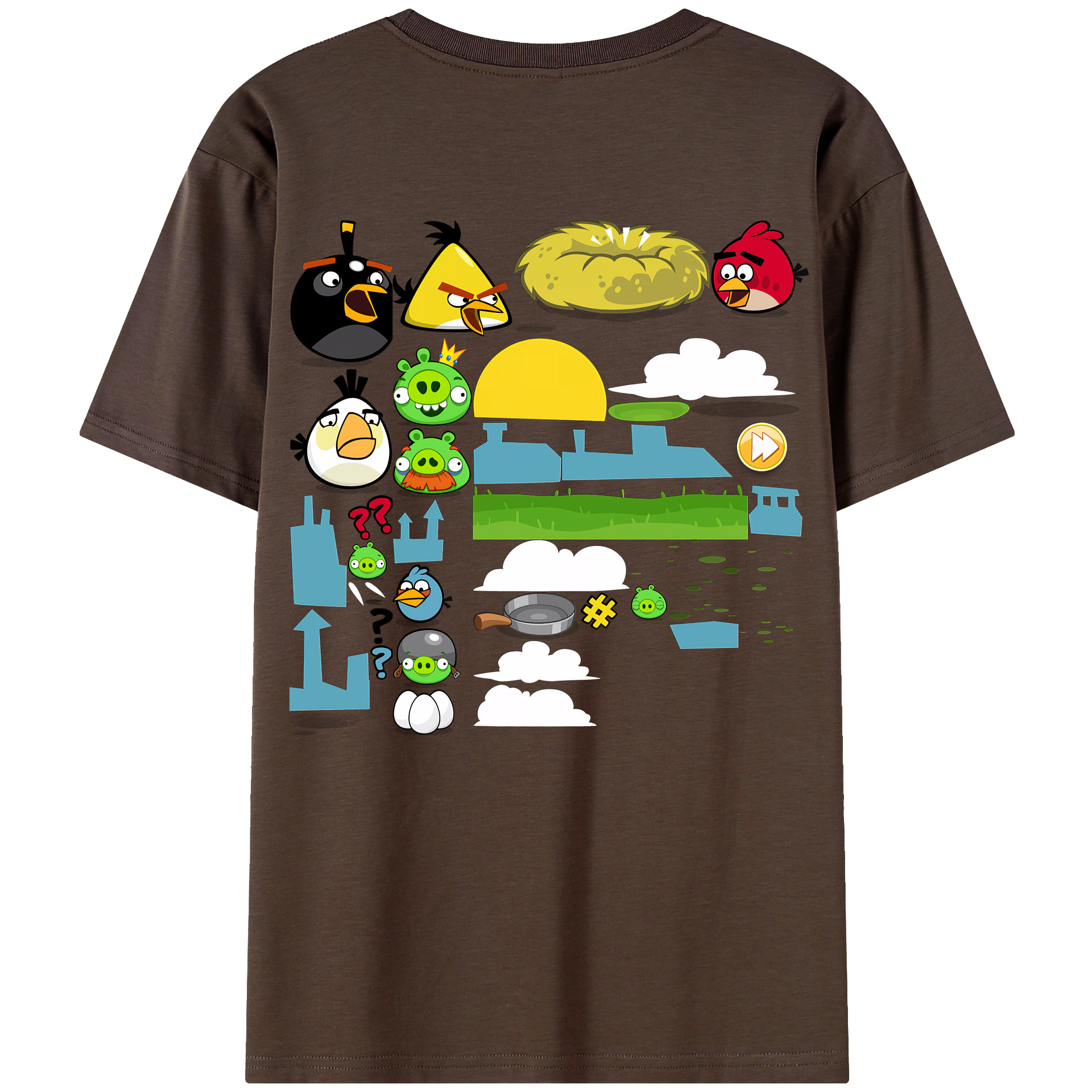 （画像用） Angry Birds アングリーバード 綿100％半袖Tシャツ（背面プリント）