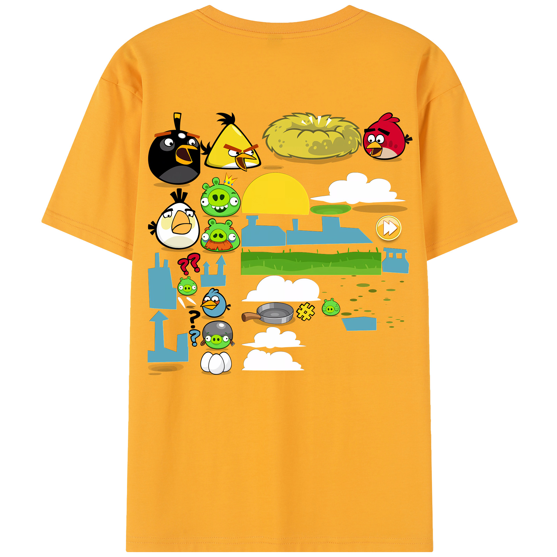 （画像用） Angry Birds アングリーバード 綿100％半袖Tシャツ（背面プリント）