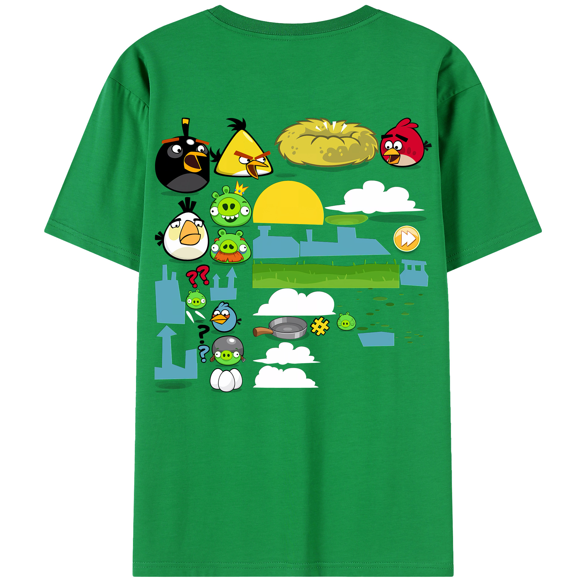 （画像用） Angry Birds アングリーバード 綿100％半袖Tシャツ（背面プリント）