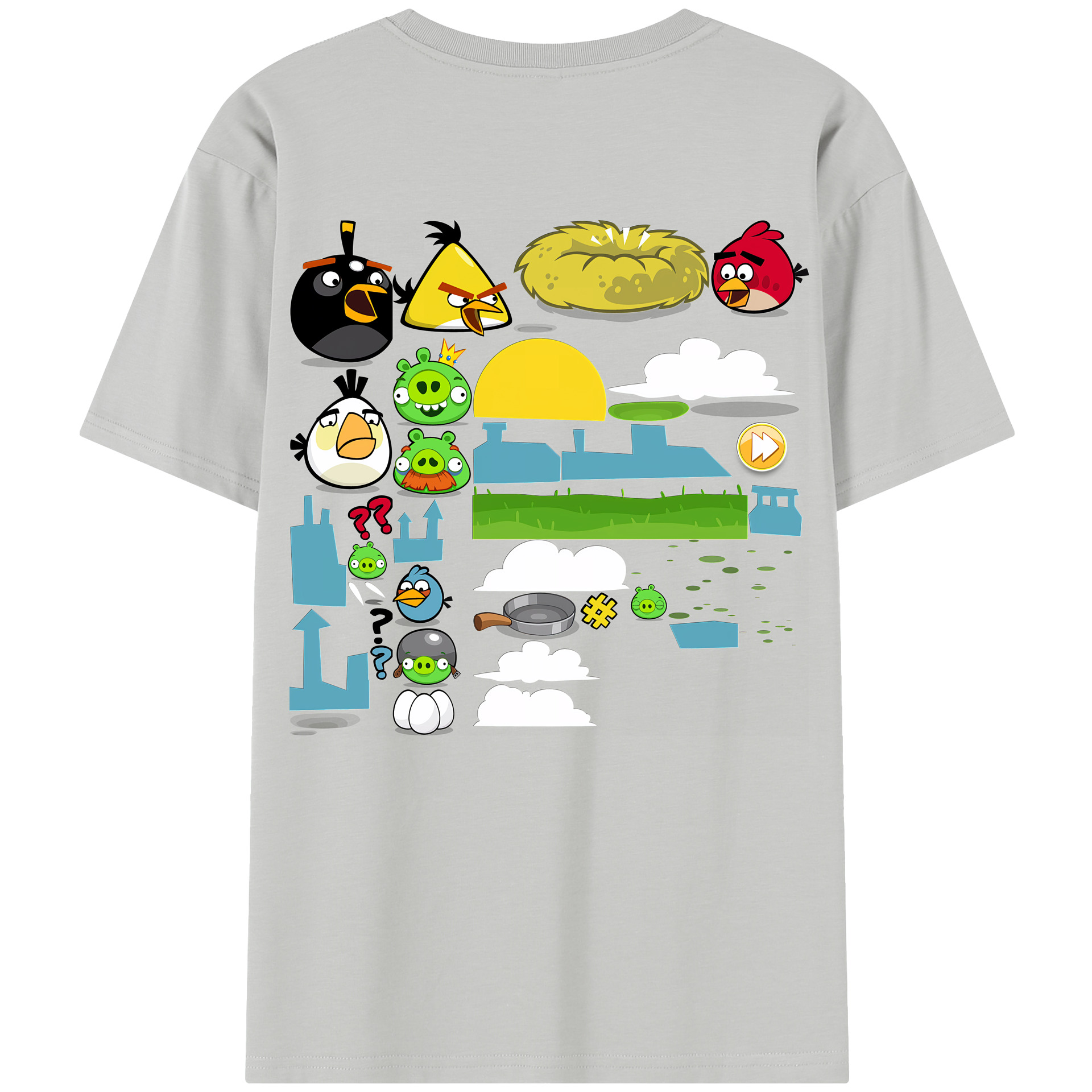 （画像用） Angry Birds アングリーバード 綿100％半袖Tシャツ（背面プリント）