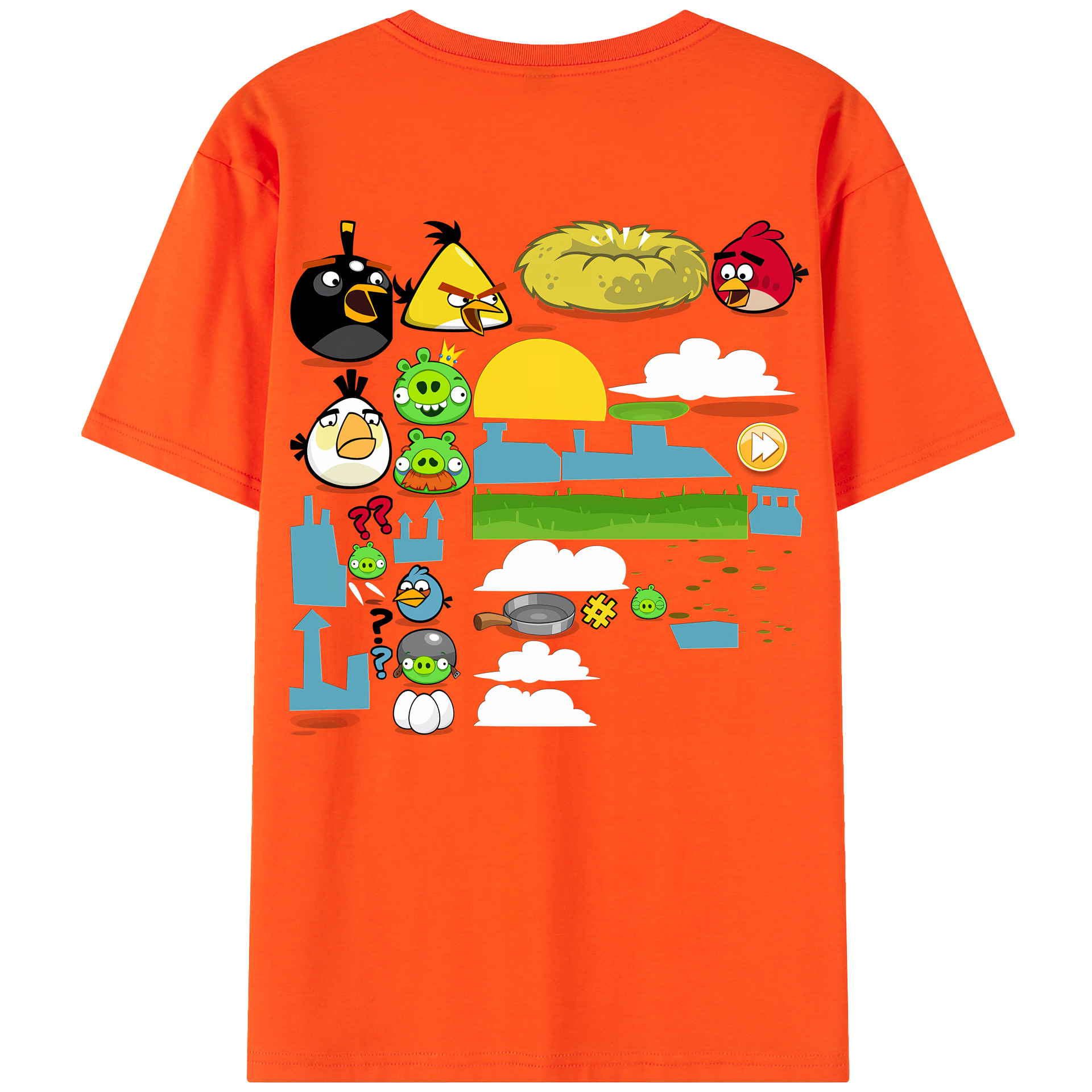 （画像用） Angry Birds アングリーバード 綿100％半袖Tシャツ（背面プリント）