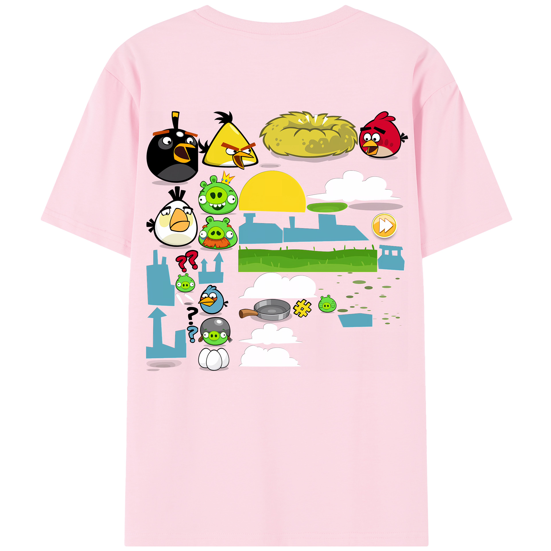 （画像用） Angry Birds アングリーバード 綿100％半袖Tシャツ（背面プリント）