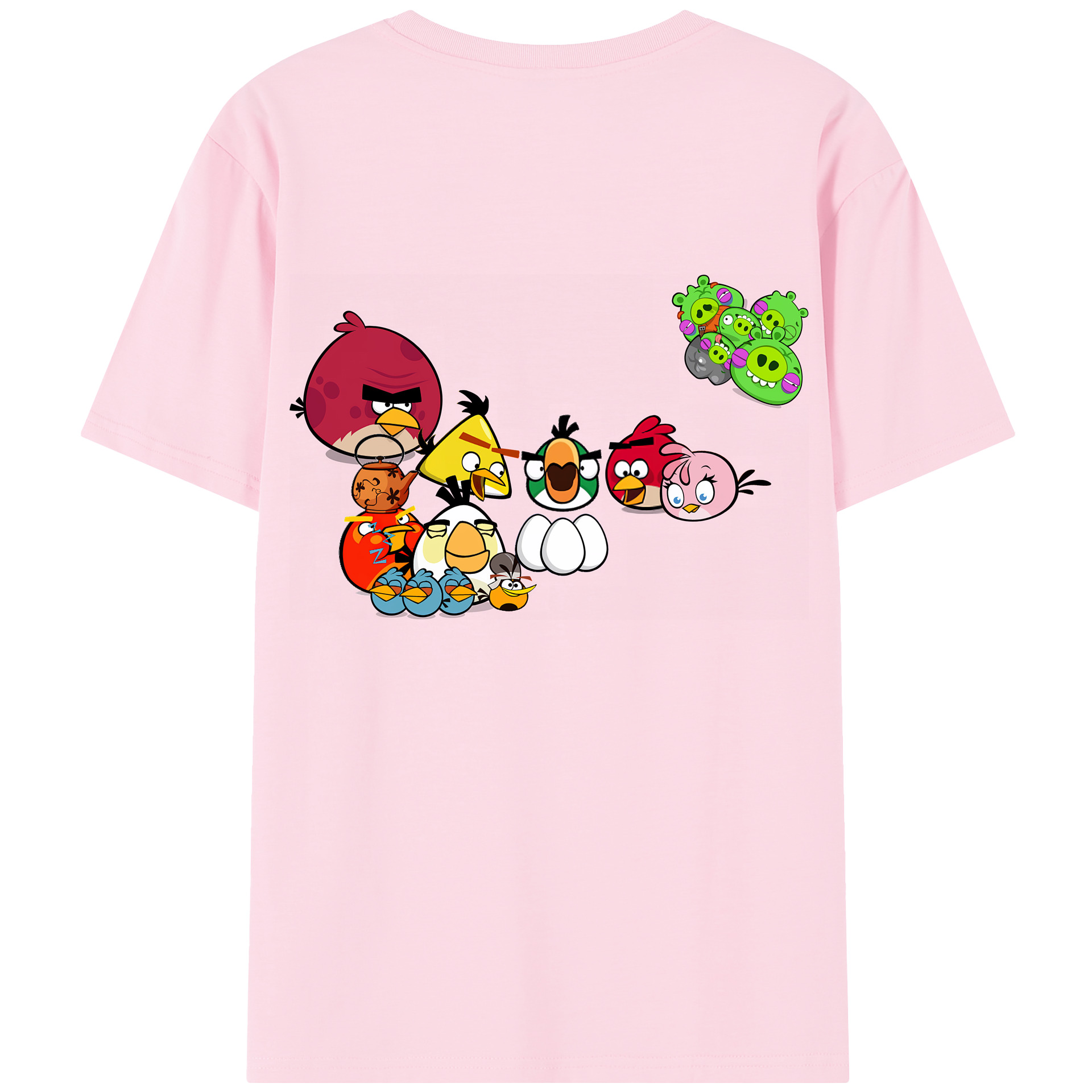 （画像用） Angry Birds アングリーバード 綿100％半袖Tシャツ（背面プリント）