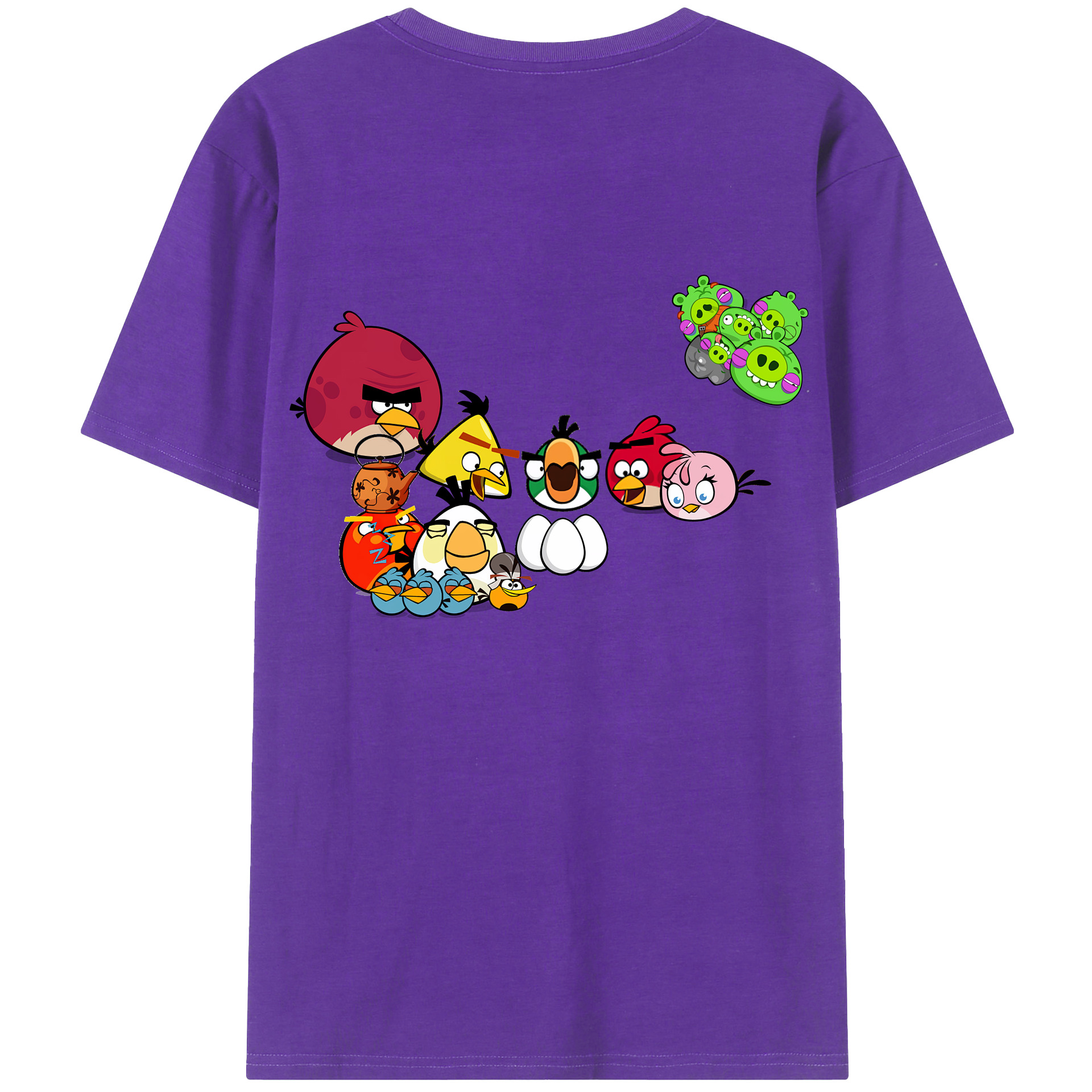 （画像用） Angry Birds アングリーバード 綿100％半袖Tシャツ（背面プリント）