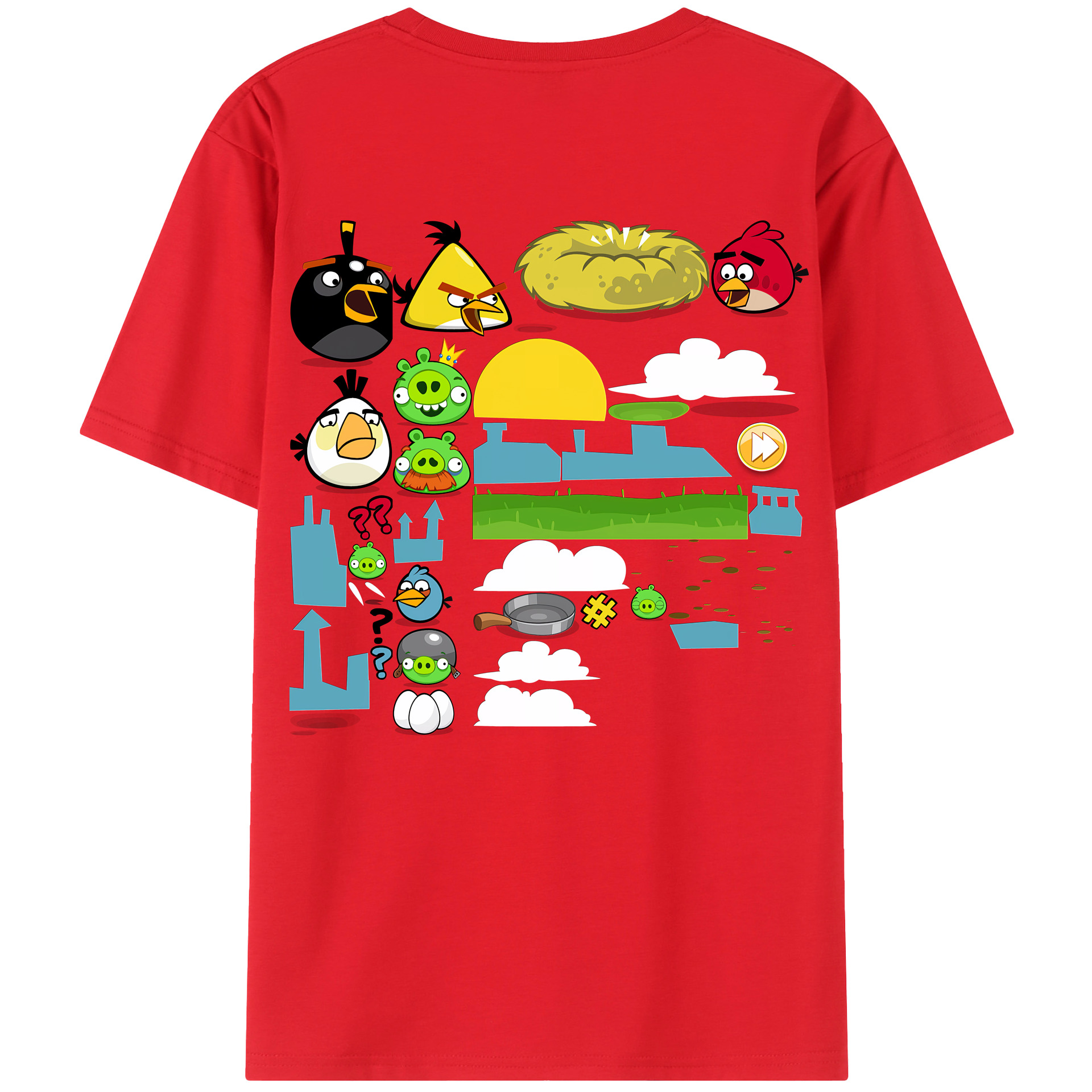 （画像用） Angry Birds アングリーバード 綿100％半袖Tシャツ（背面プリント）