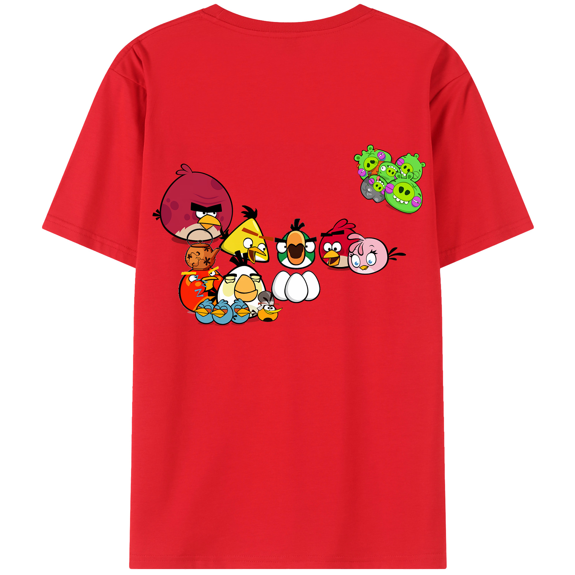 （画像用） Angry Birds アングリーバード 綿100％半袖Tシャツ（背面プリント）