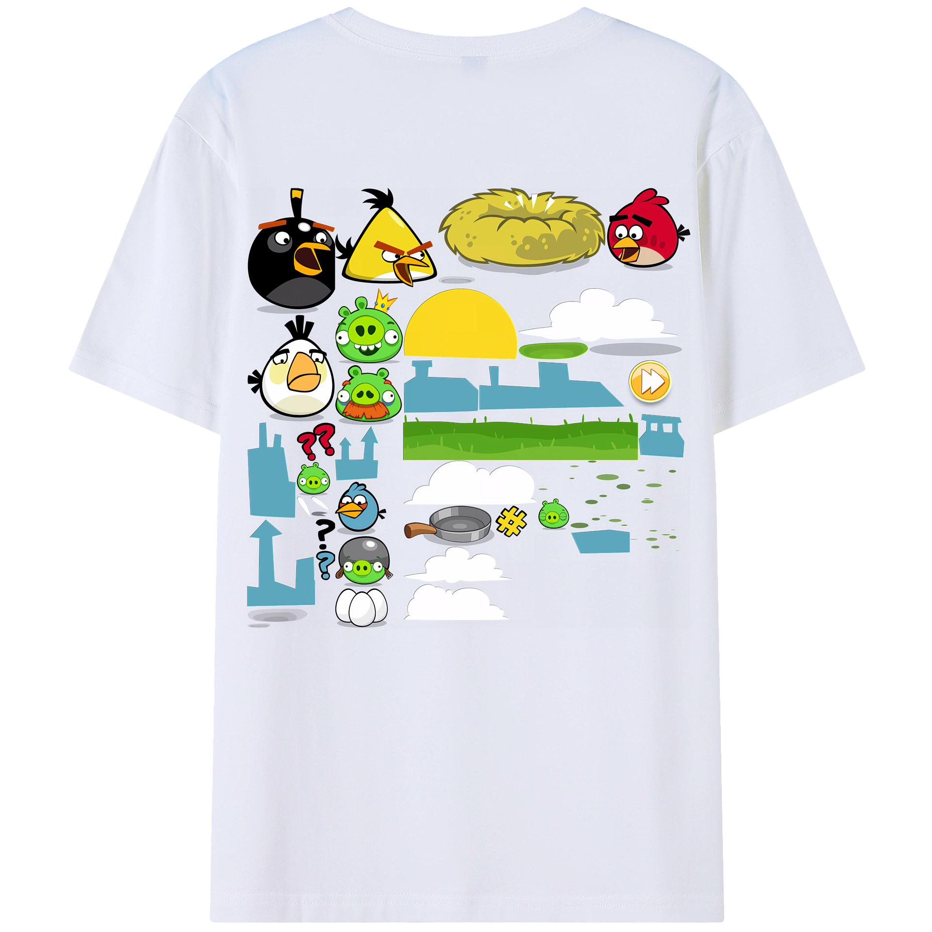 （画像用） Angry Birds アングリーバード 綿100％半袖Tシャツ（背面プリント）